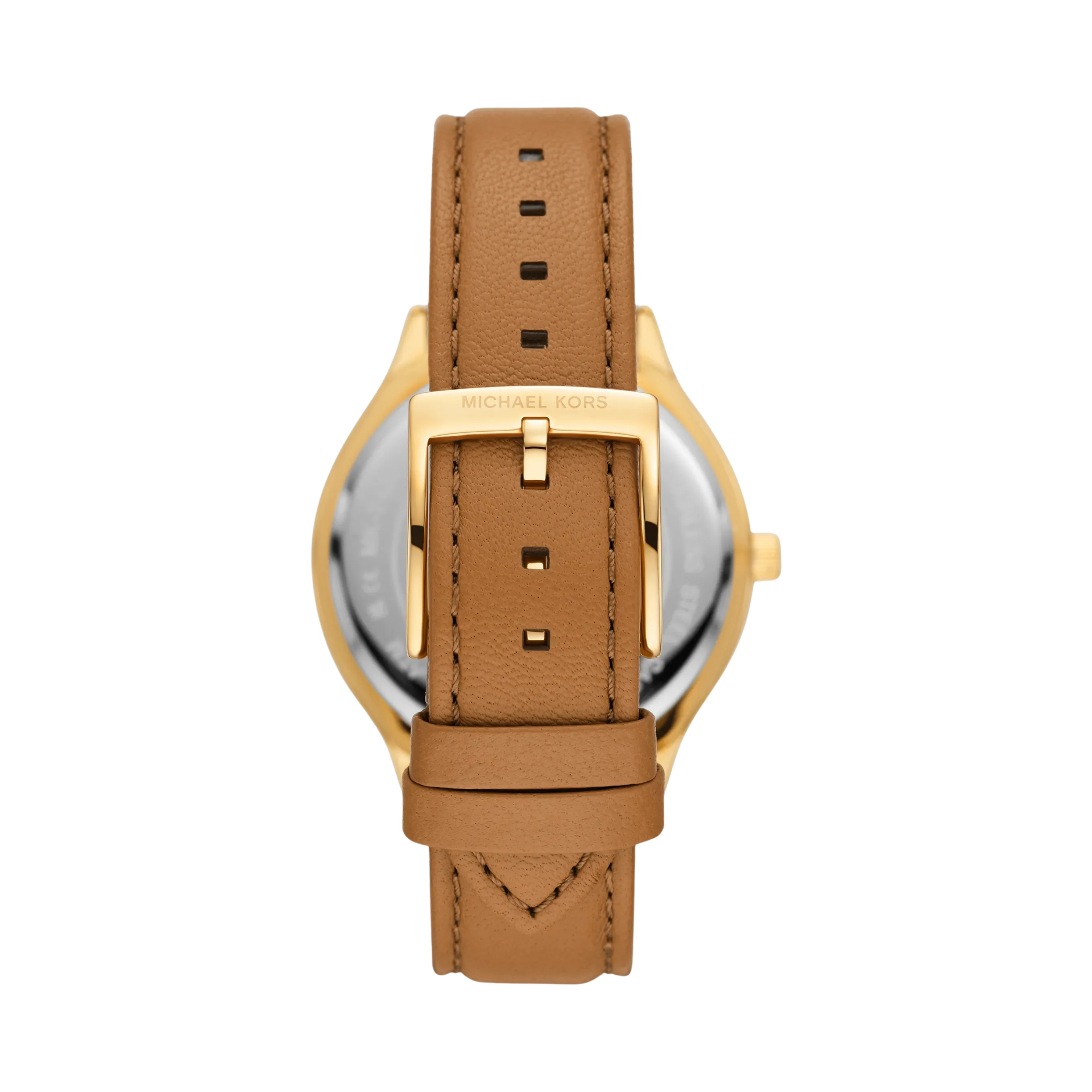 Michael Kors Women Slim Runway Gold Tone and Leather Watch - Luggage