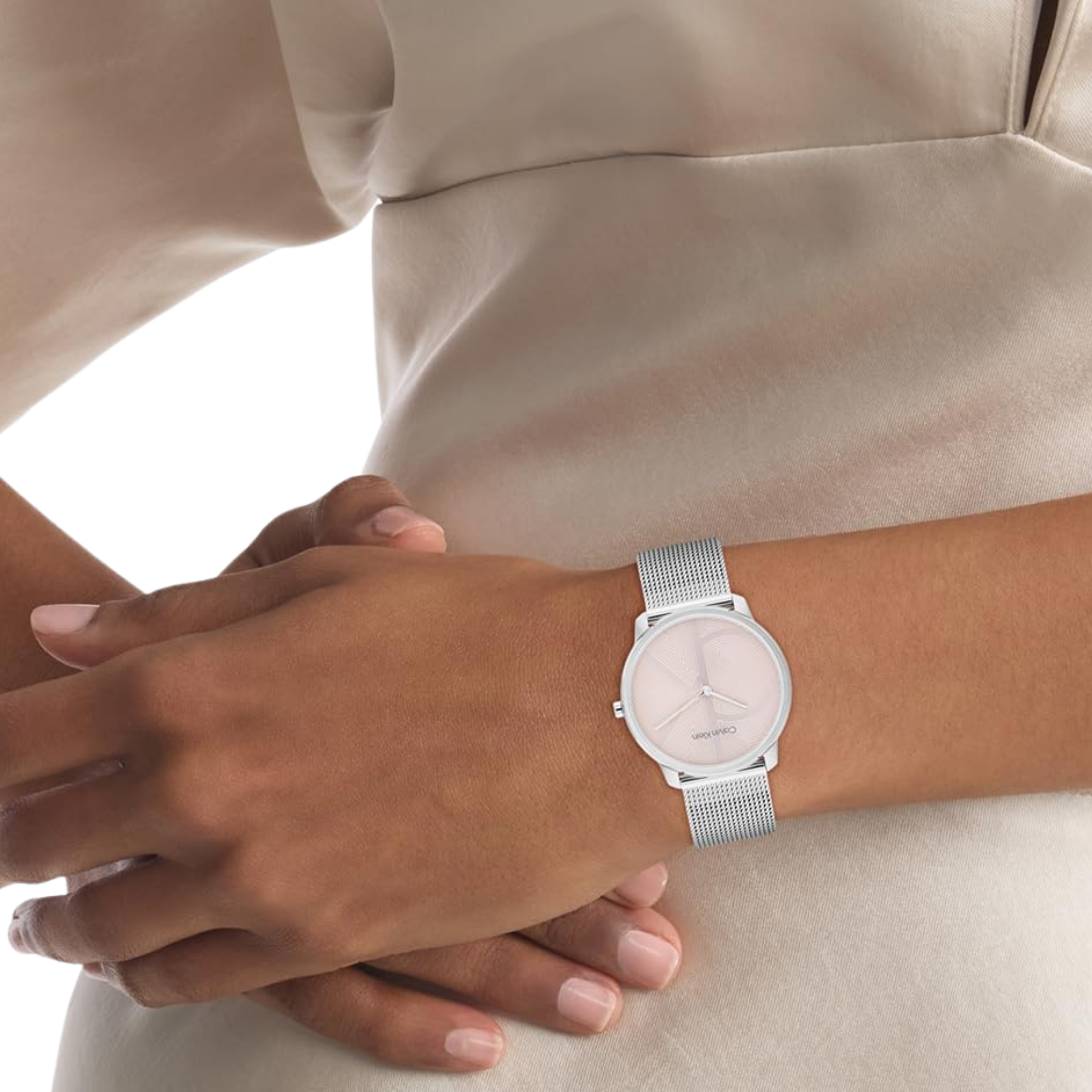 Calvin Klein Women Iconic Watch - Silver Pink Mesh