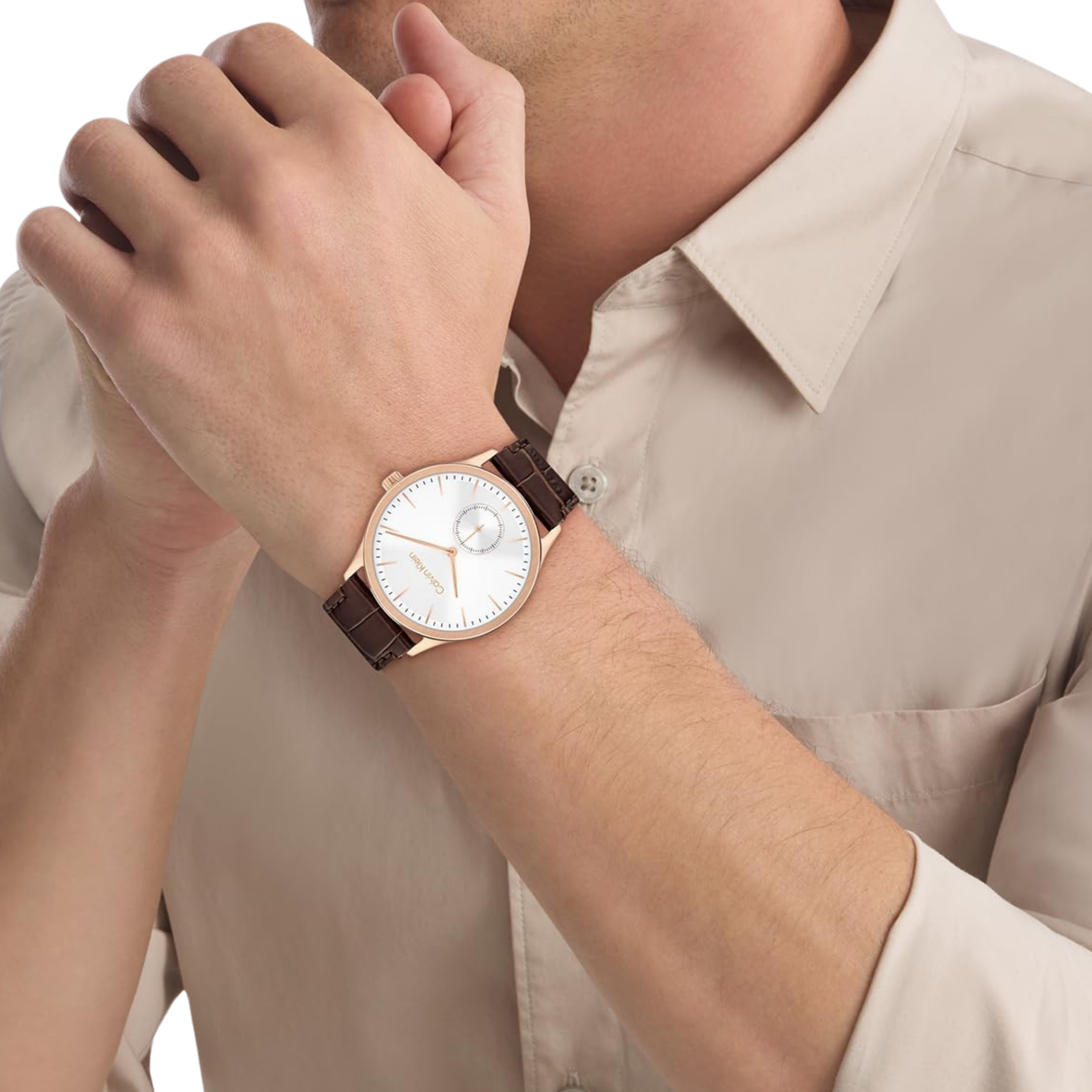 Calvin Klein Men Tailored Quartz Watch - Brown White