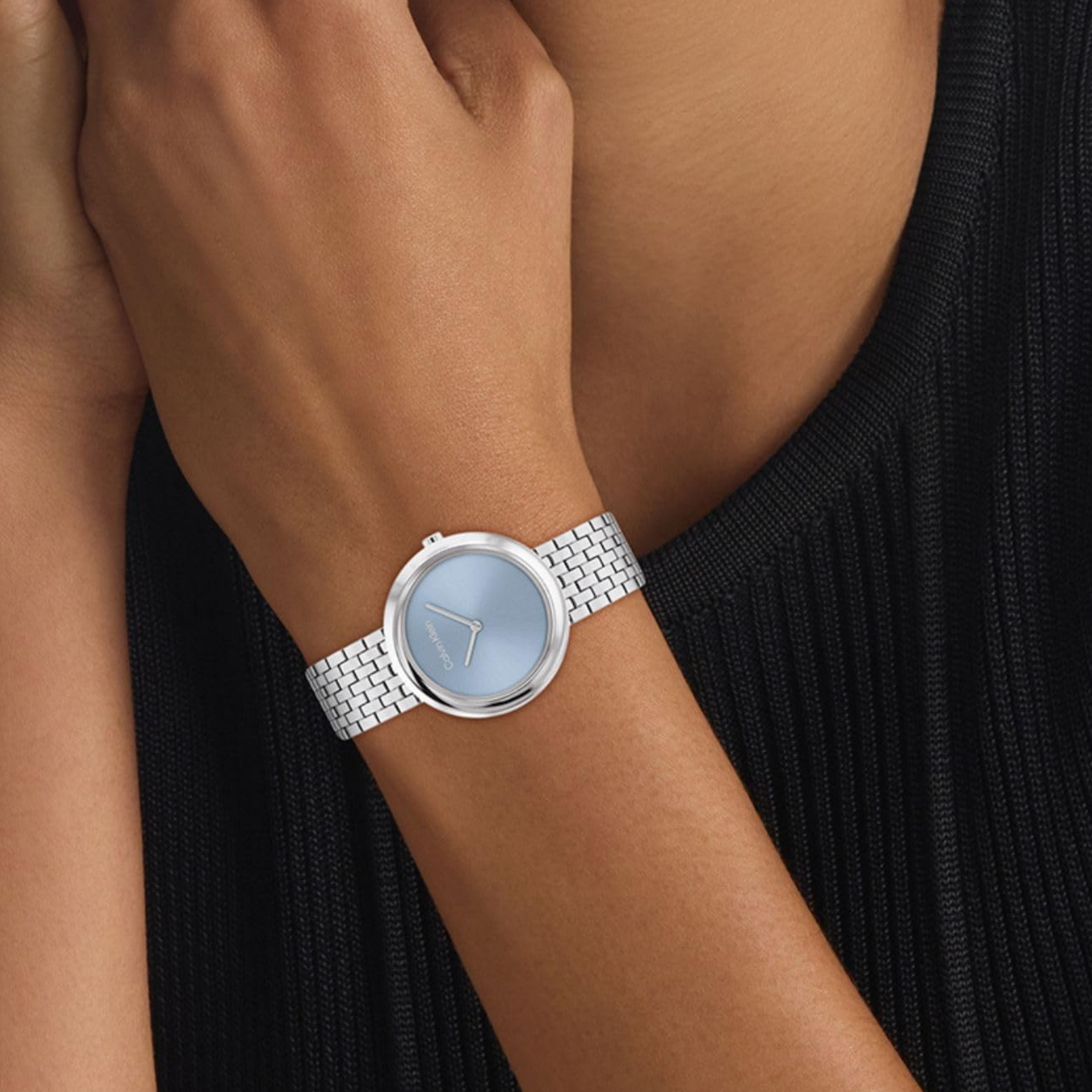 Calvin Klein Women Twisted Bezel Stainless Steel Watch - Blue