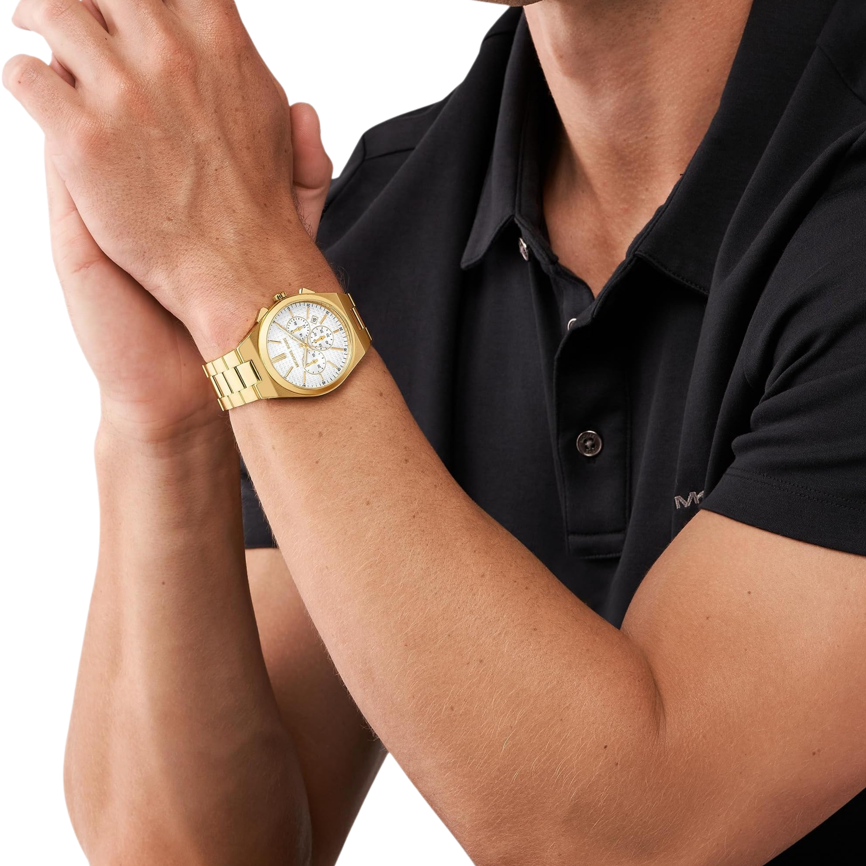 Michael Kors Men Lennox Stainless Steel Chronograph Watch - Gold White
