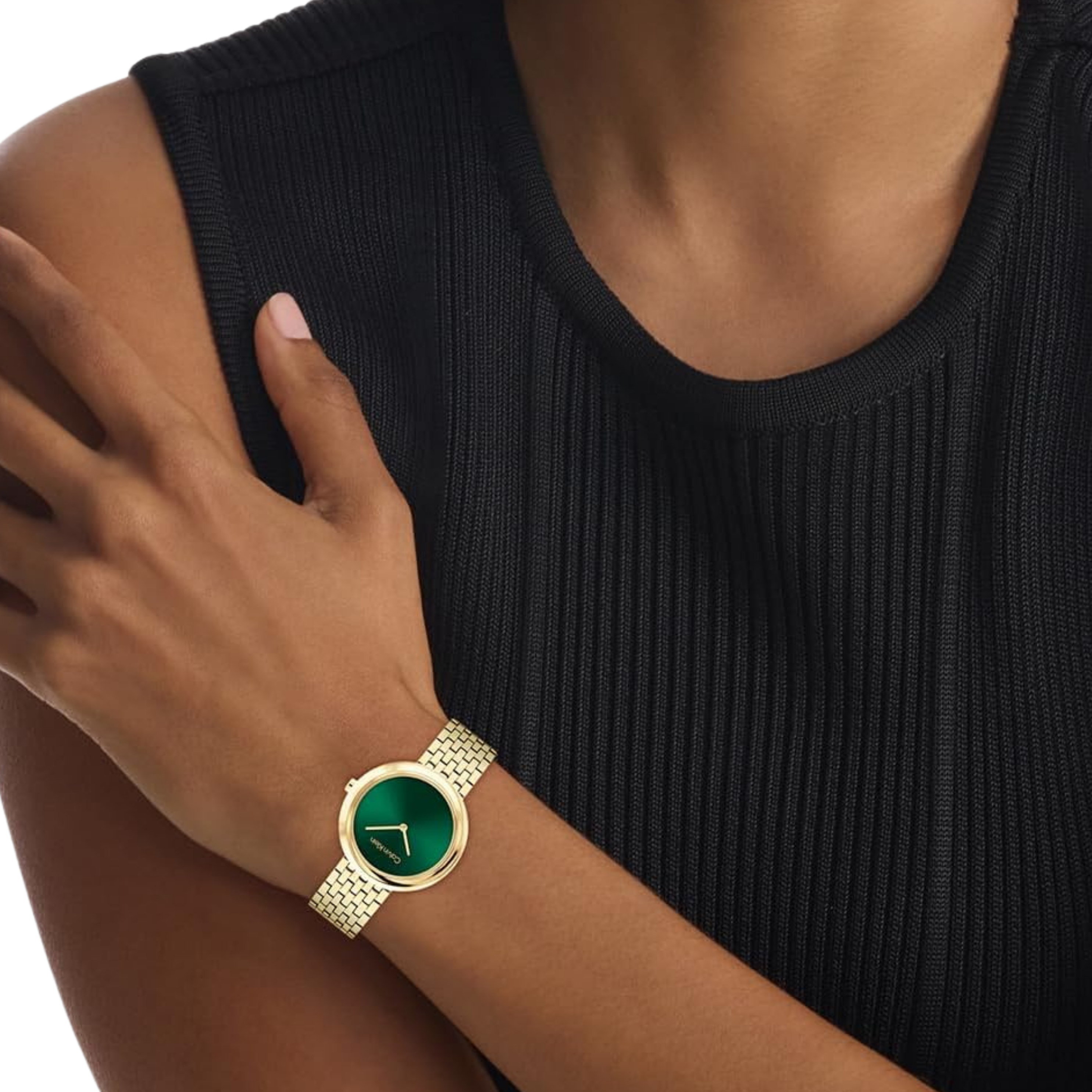Calvin Klein Women Twisted Bezel Stainless Steel Watch - Green