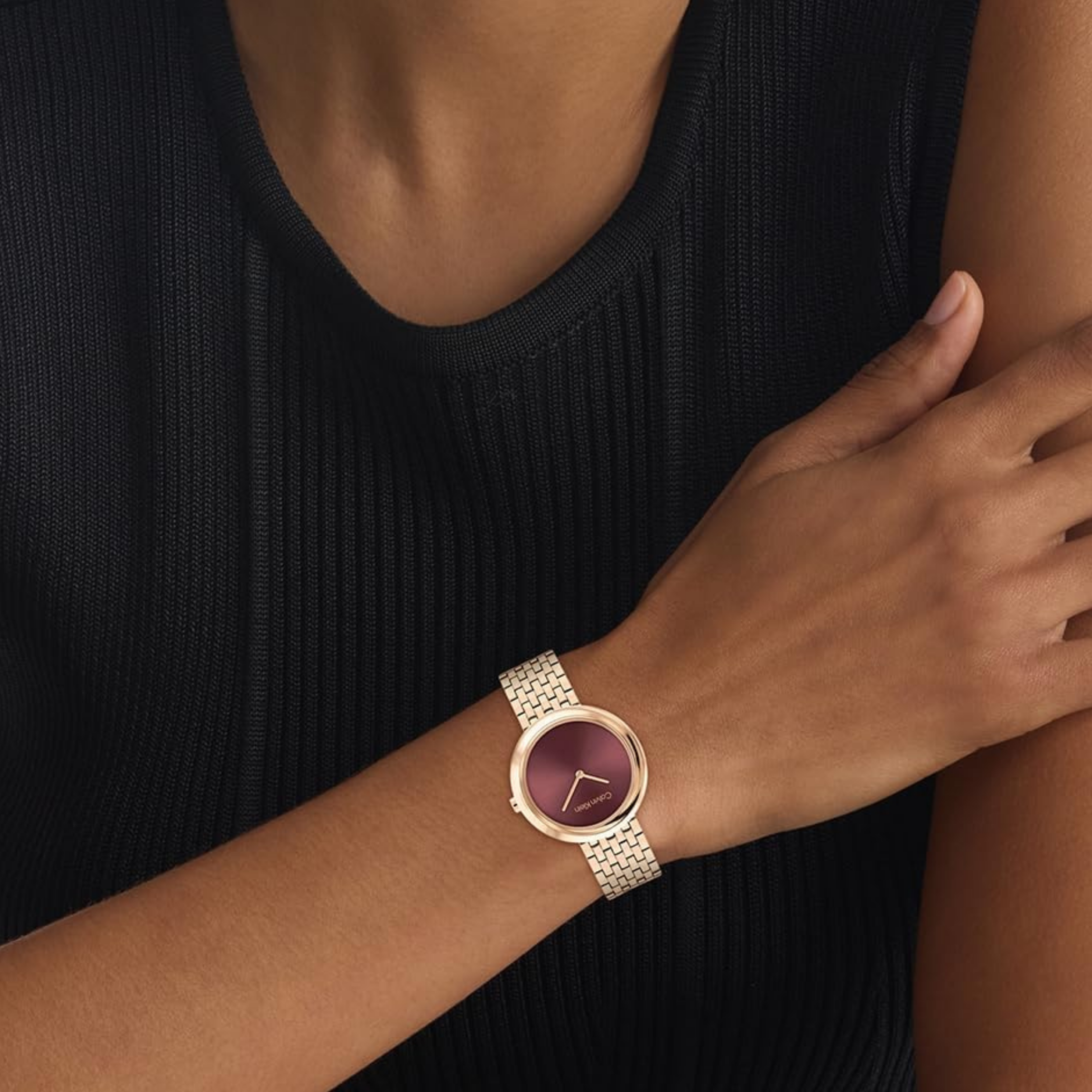 Calvin Klein Women Twisted Bezel Stainless Steel Watch - Mauve