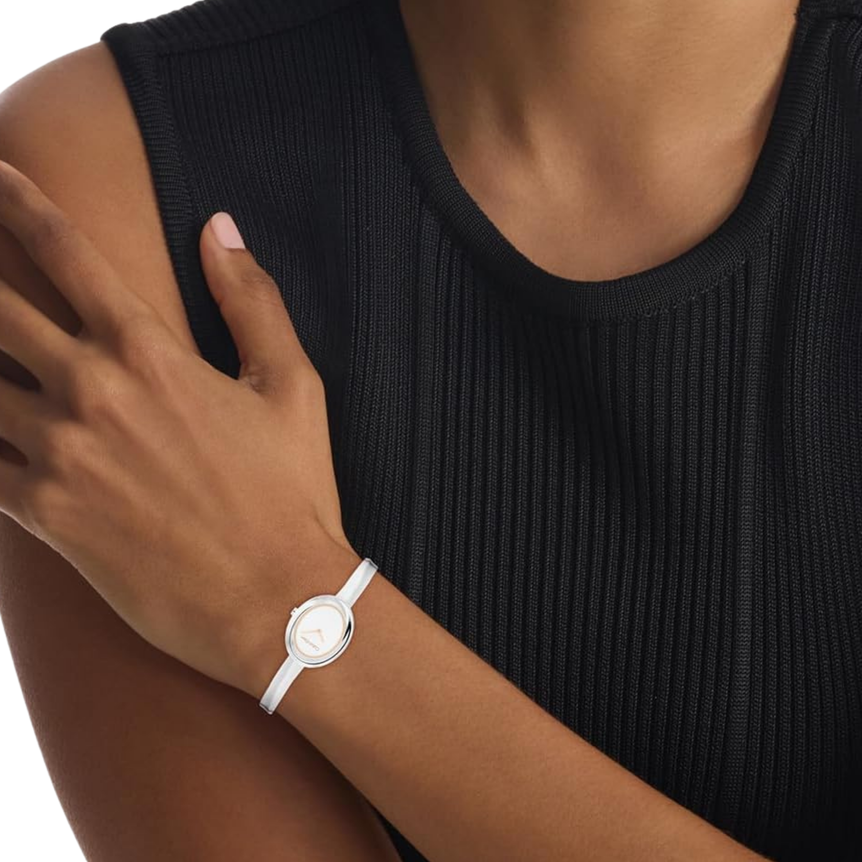 Calvin Klein Women Twisted Bezel 2H Quartz Watch - Silver