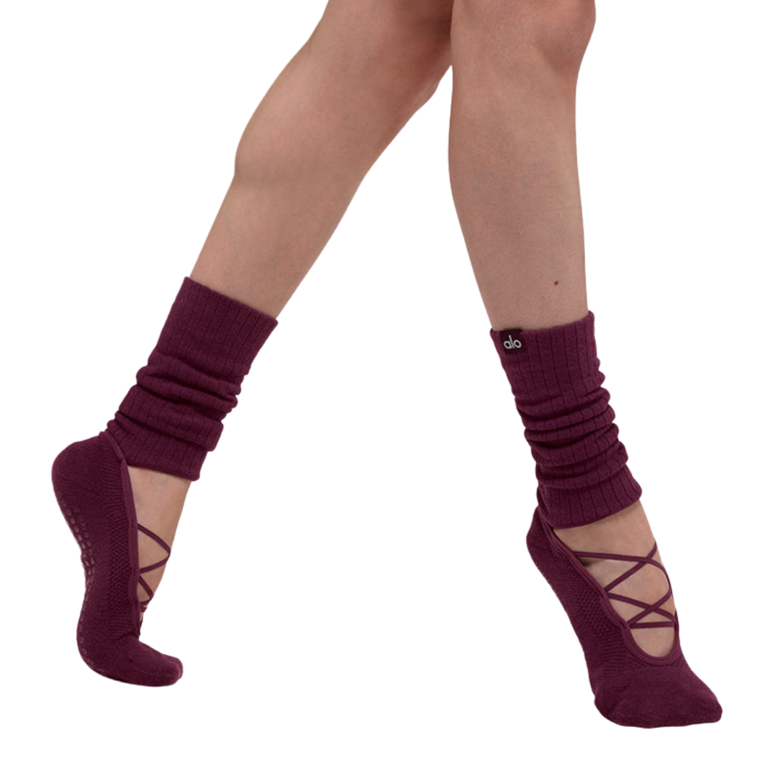 Alo Strappy Siren Grip Sock - Burgundy