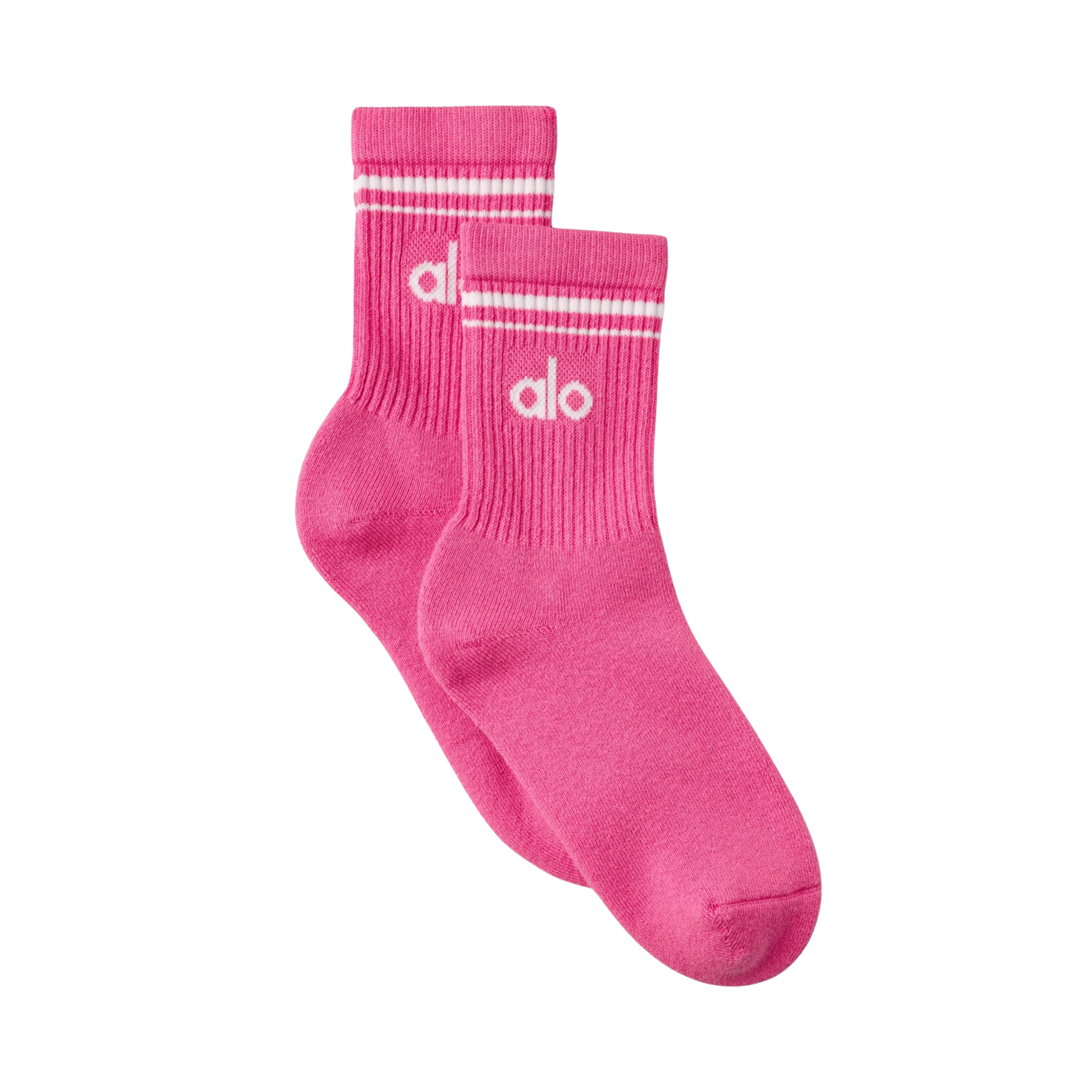 Alo Half-Crew Throwback Sock - Paradise Pink White
