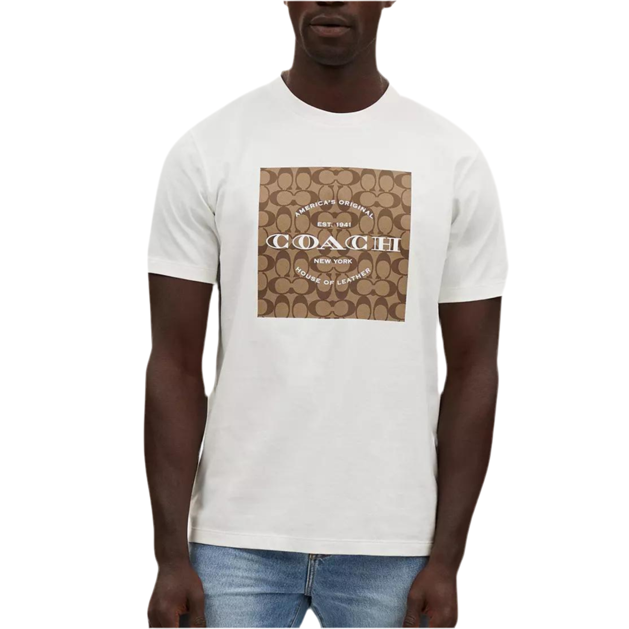 Coach Men Signature Square T Shirt In Organic Cotton - White