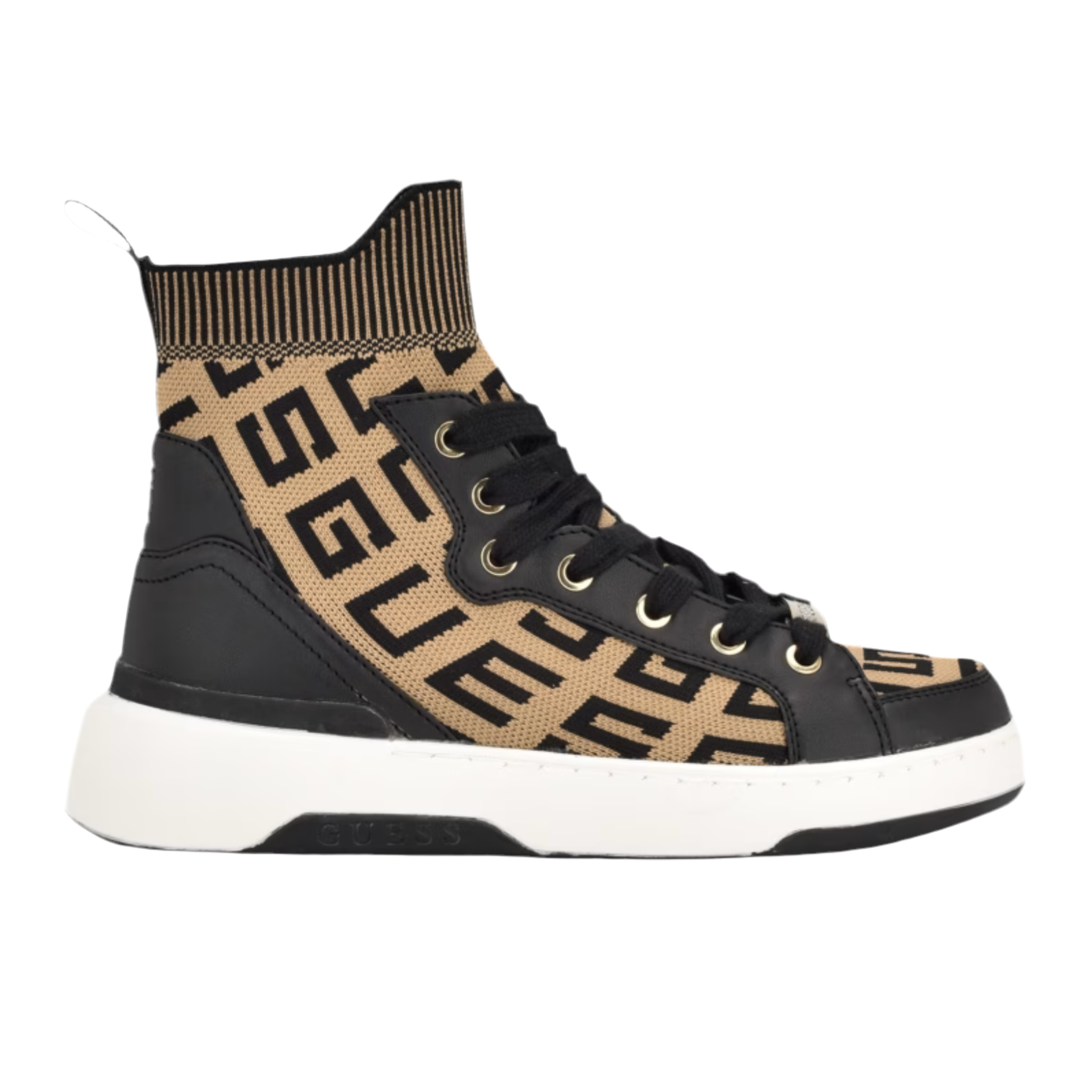 Guess Women Mannen Logo Knit High-Top Sneakers - Brown