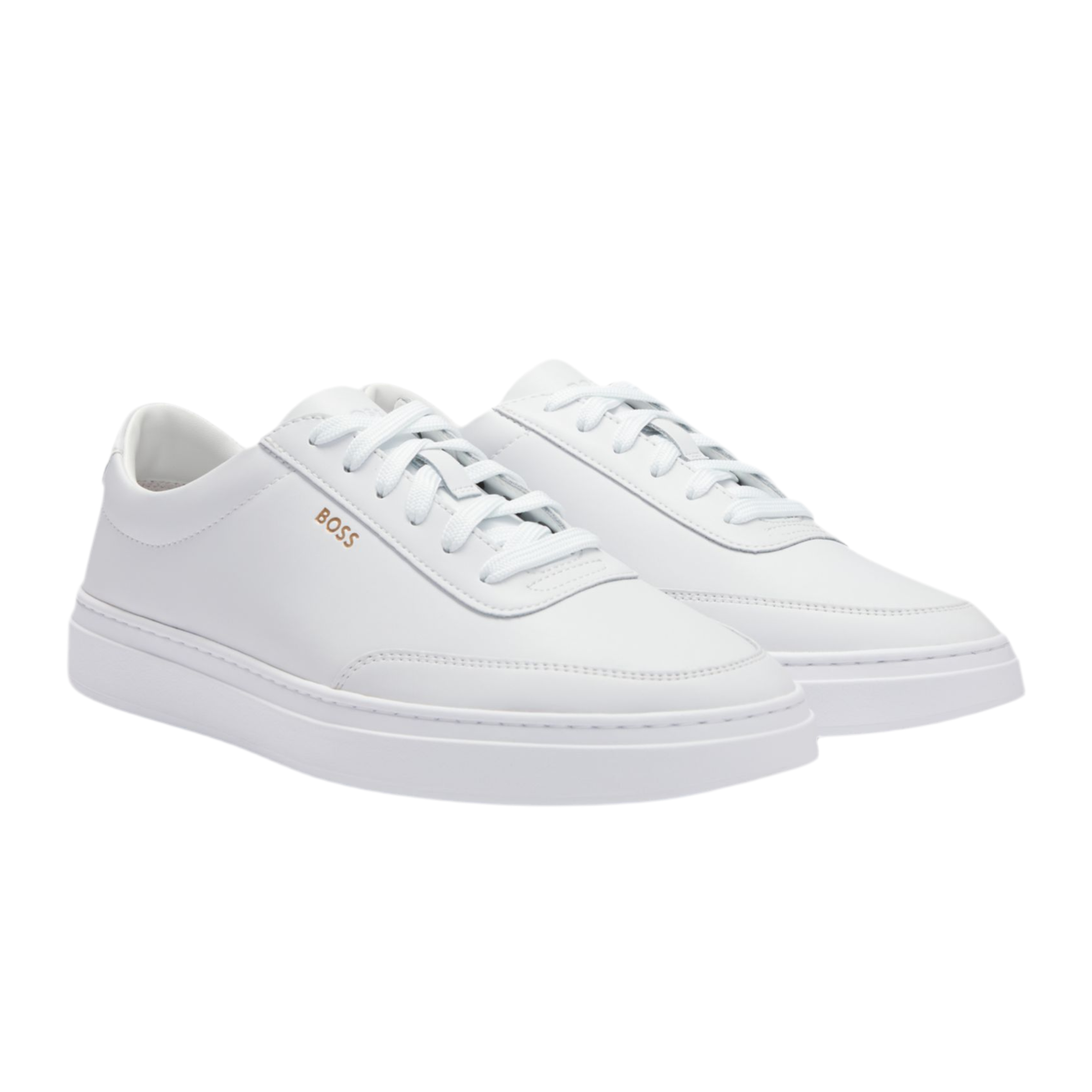 Hugo Boss Men Coated Leather Trainers - White