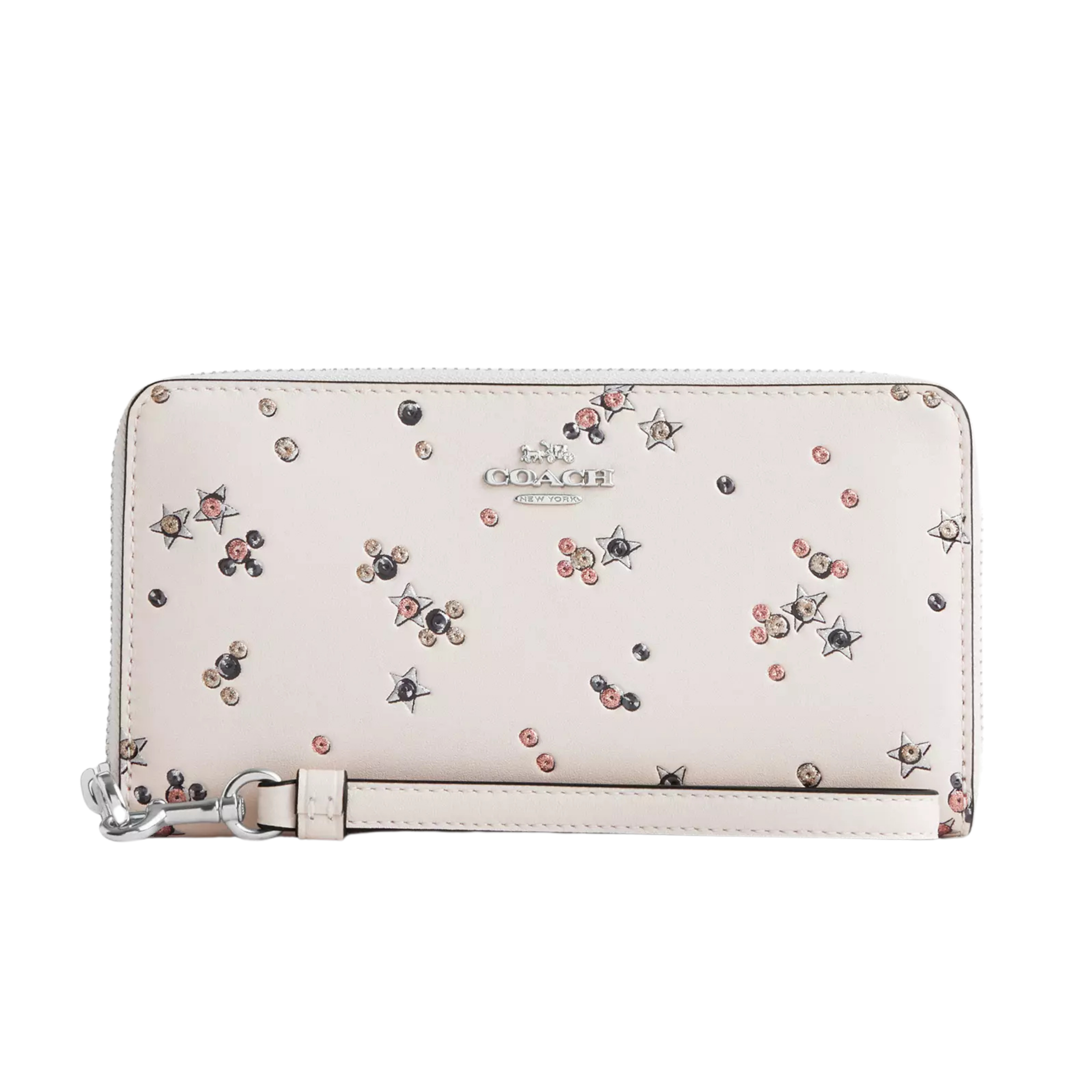 Coach Women Long Zip Around Wallet - Silver White