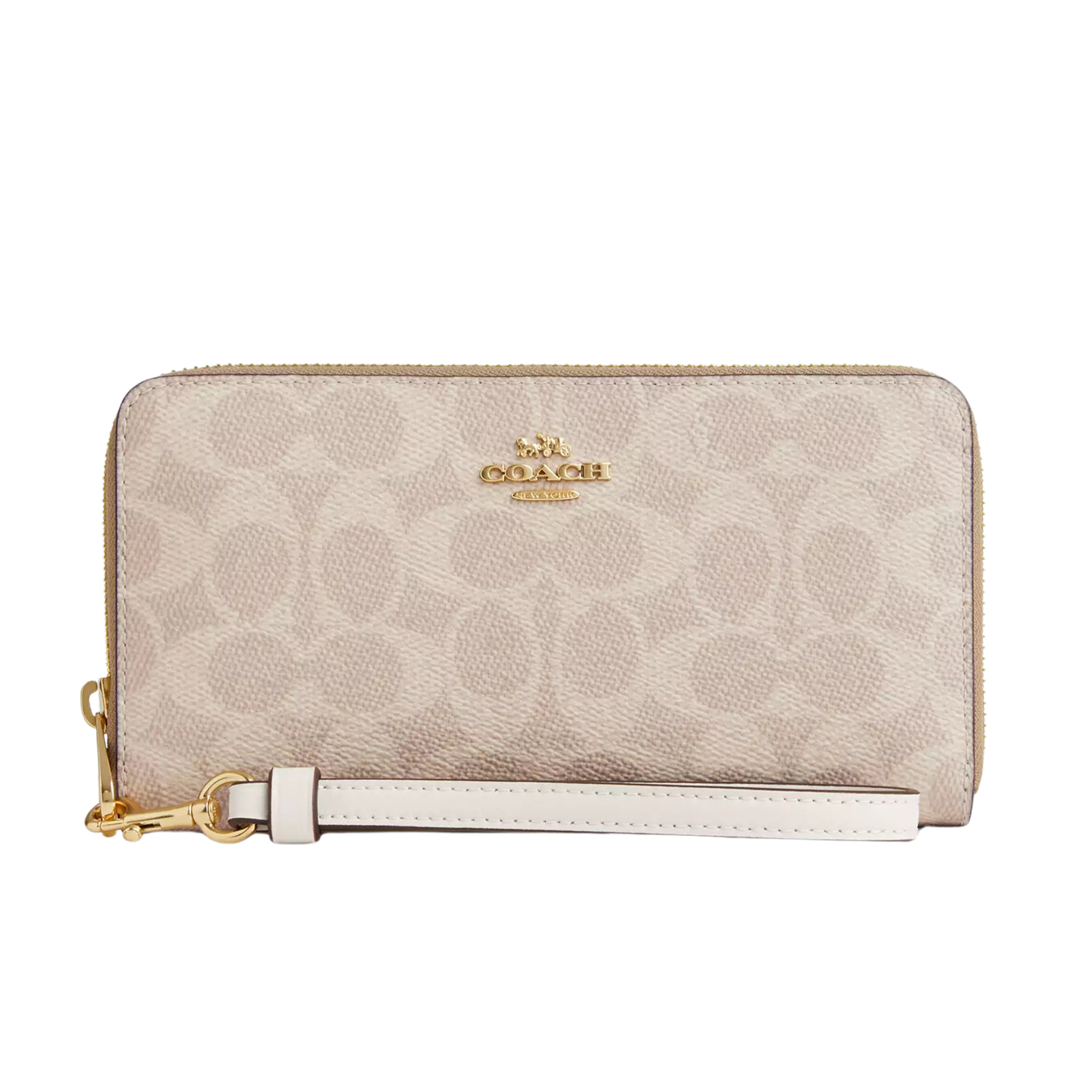 Coach Women Long Zip Around Wallet - Gold Sand Chalk