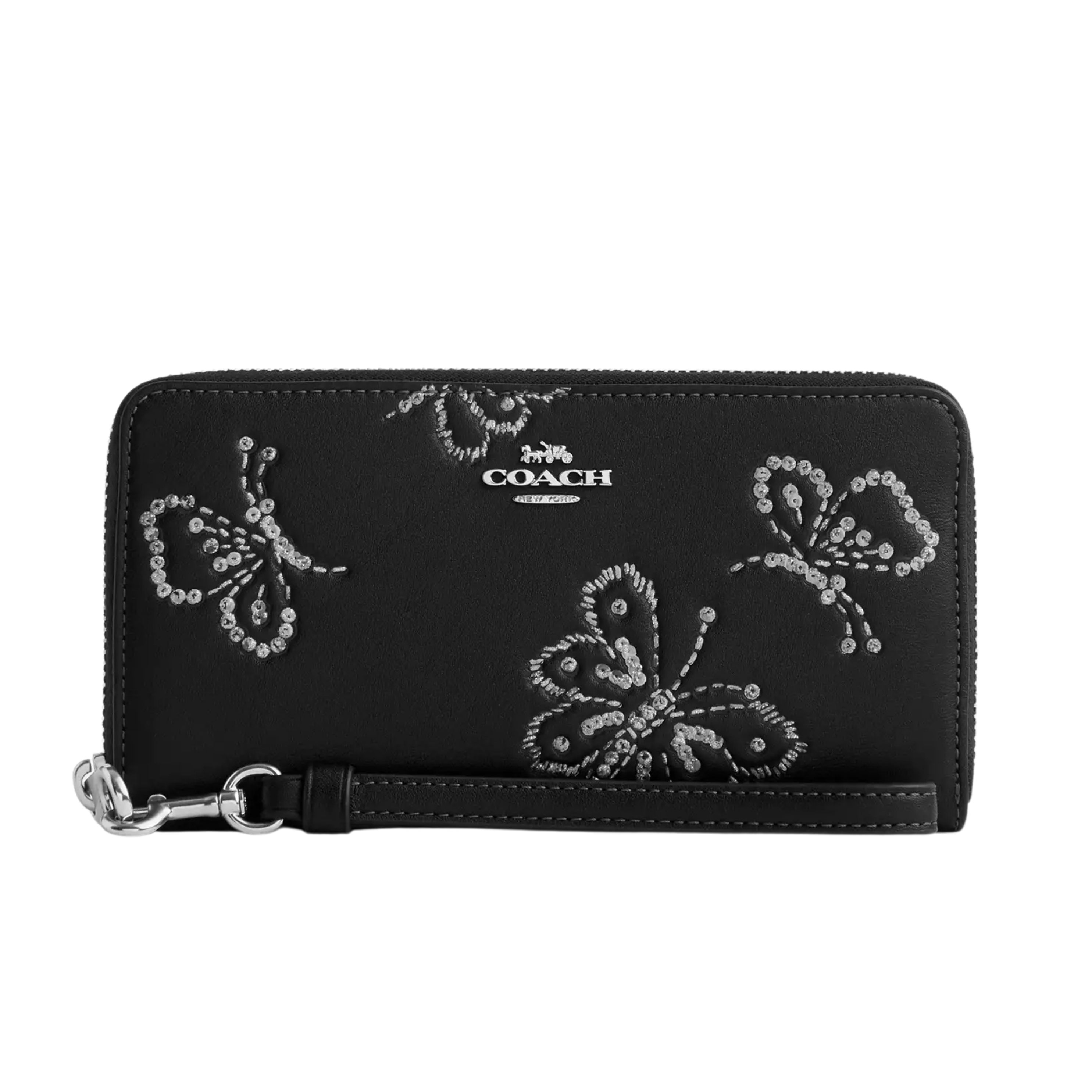 Coach Women Long Zip Around Wallet - Silver