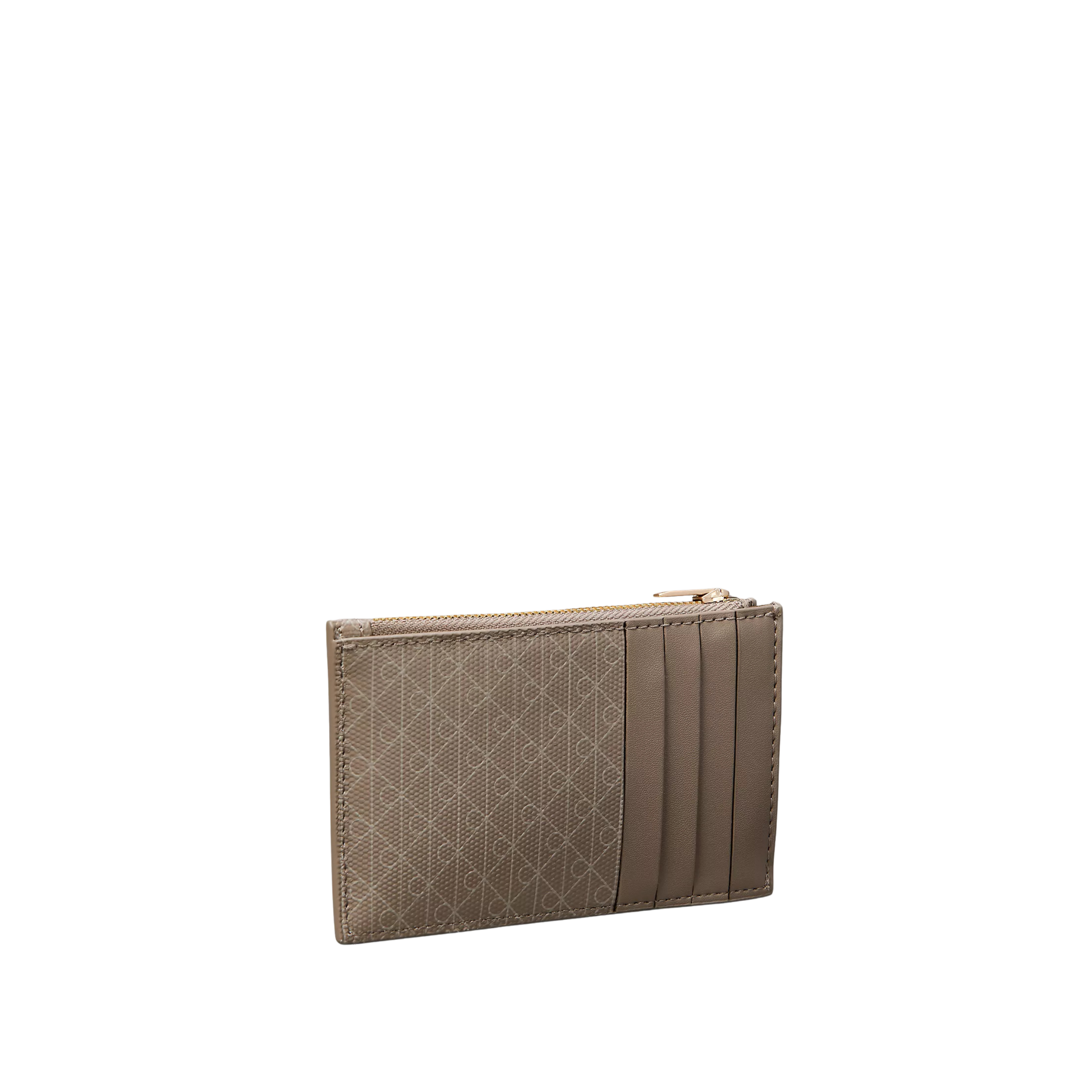 Calvin Klein Women Allover Emblem Logo Top Zip Card Case - Desert Taupe Aop