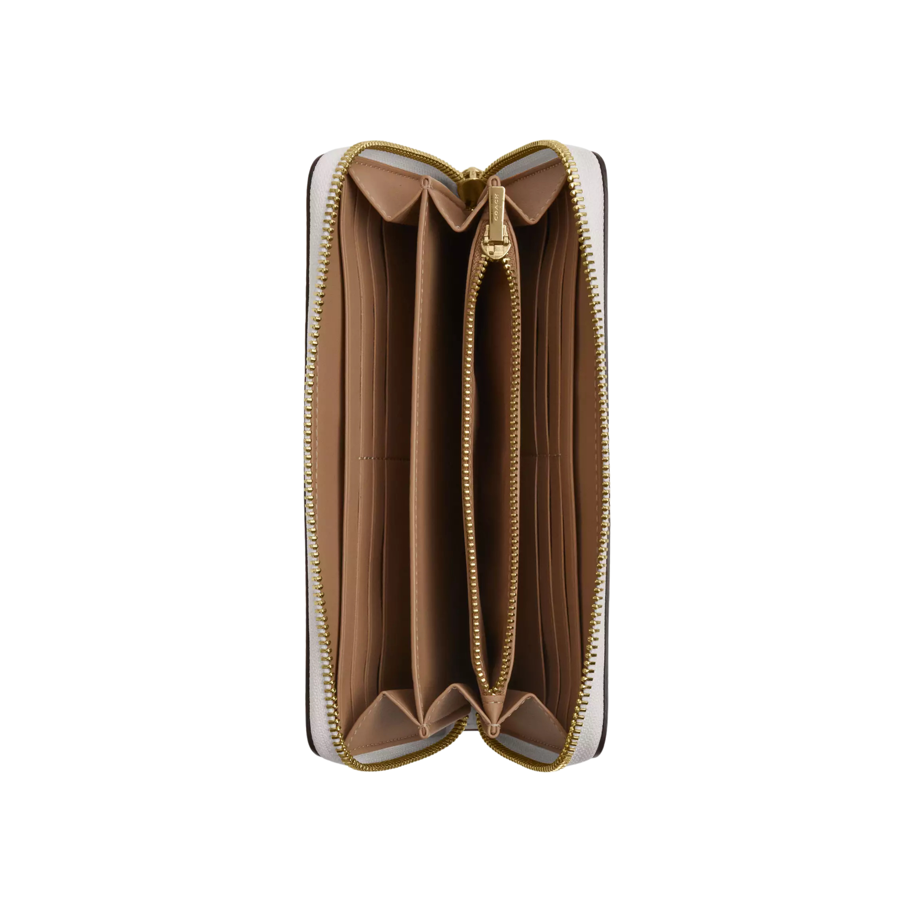 Coach Women Long Zip Around Wallet - Gold White Chalk