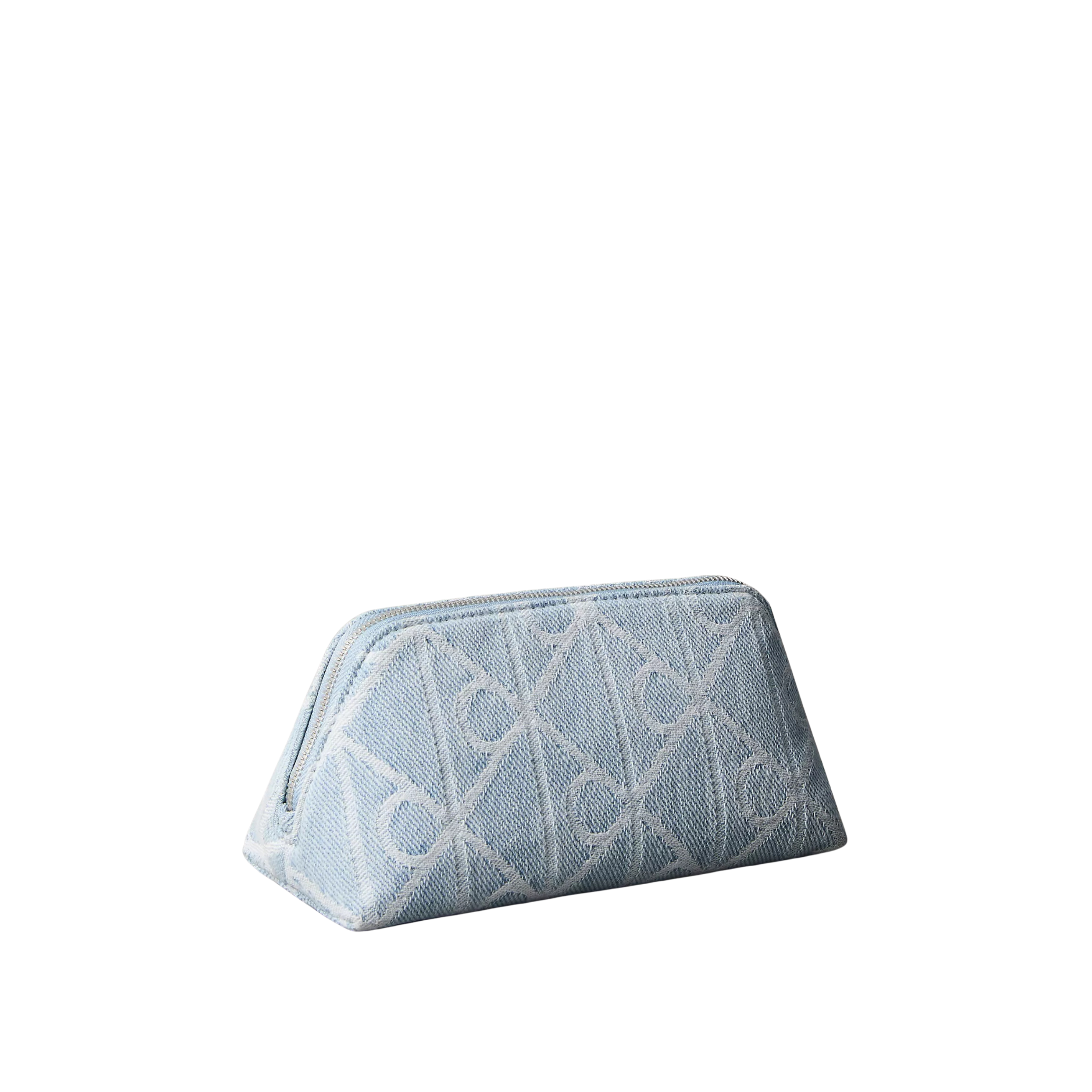 Calvin Klein Women Allover Emblem Logo Denim Beauty Case - Denim Light Wash
