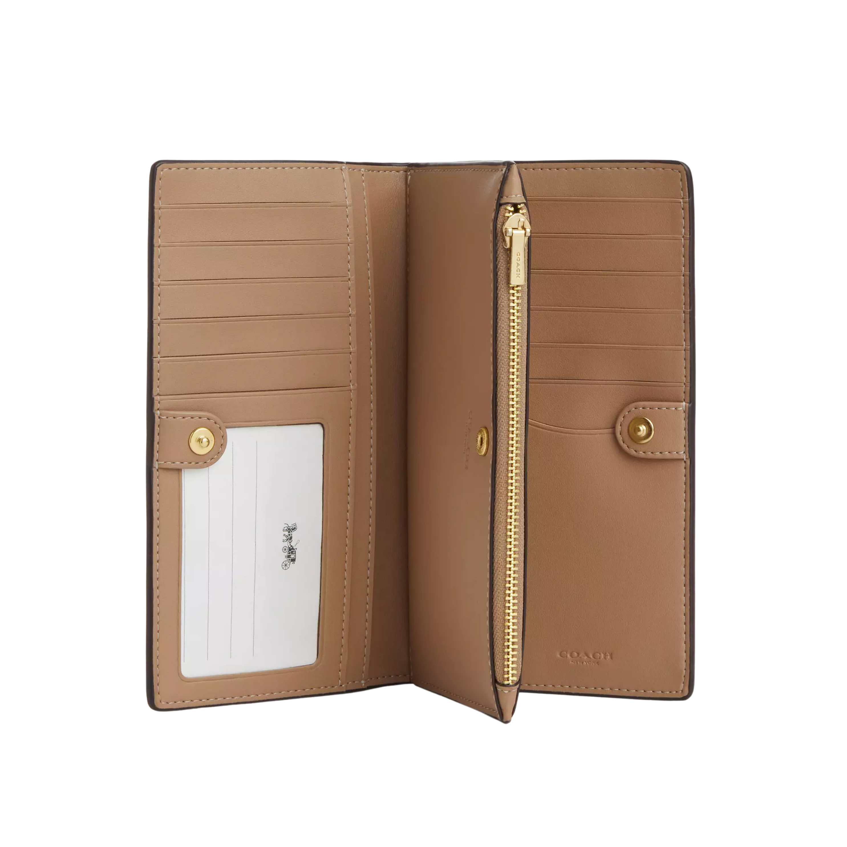 Coach Women Slim Zip Wallet - Gold Chalk