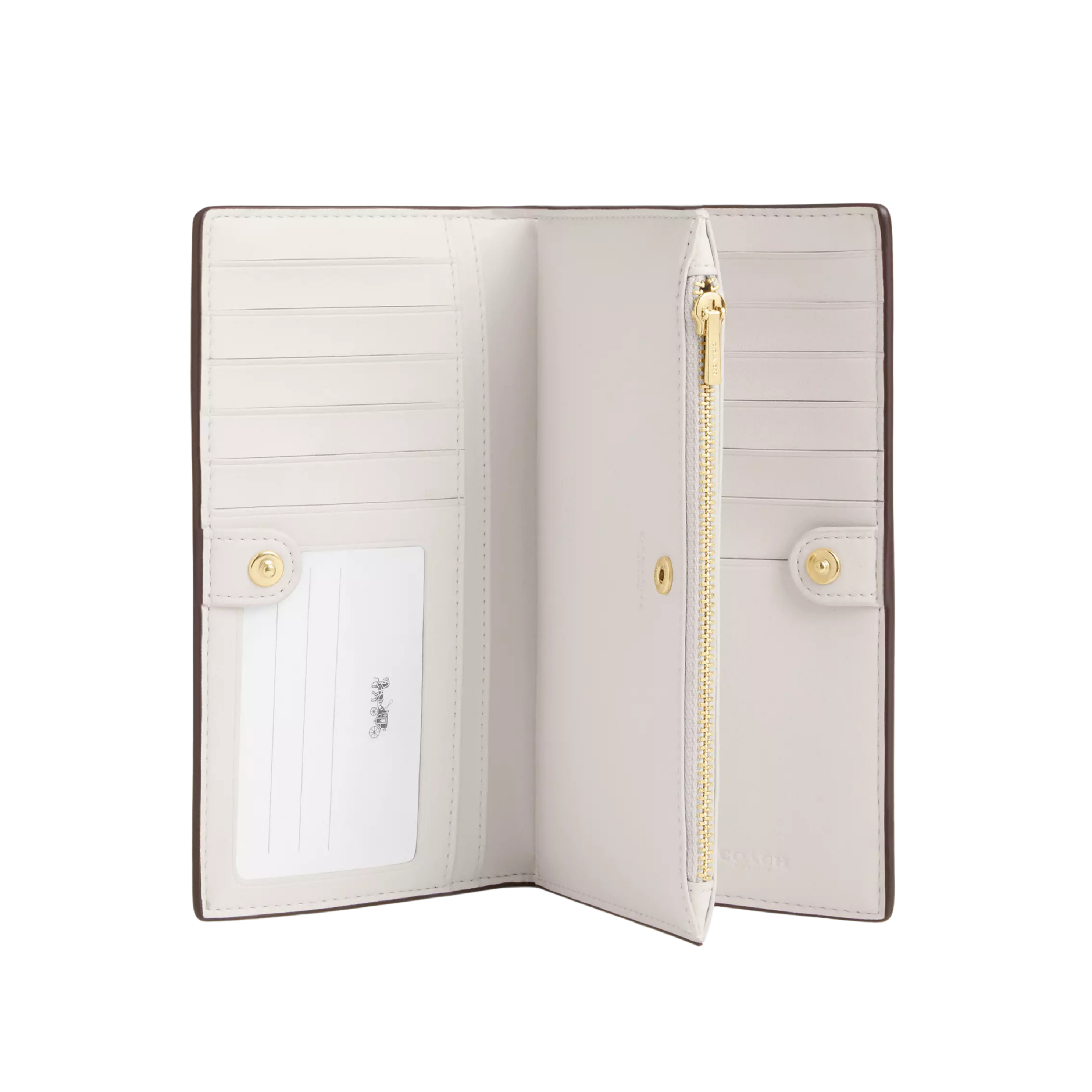 Coach Women Slim Zip Wallet - Gold Sand Chalk