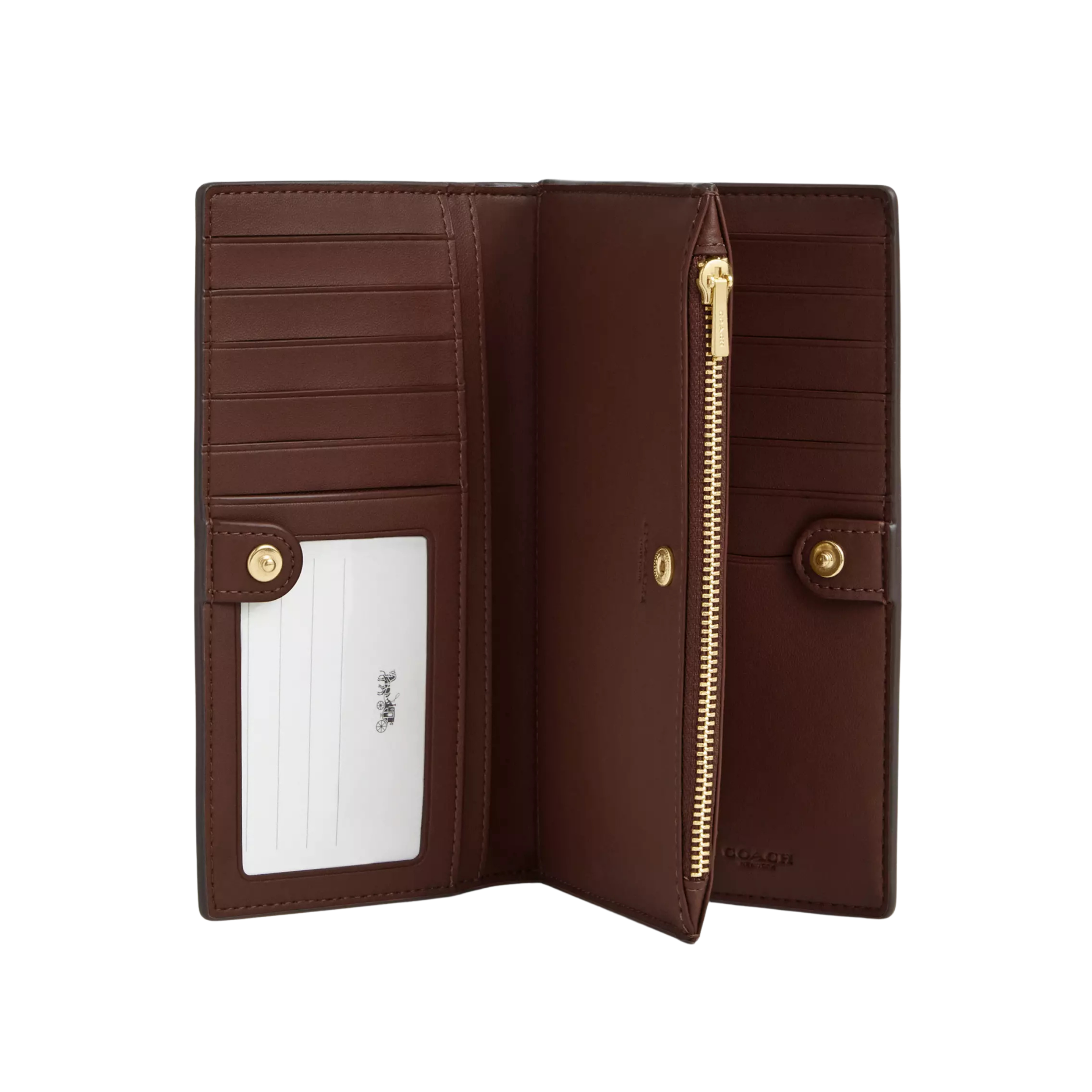 Coach Women Slim Zip Wallet - Gold Tan Brown
