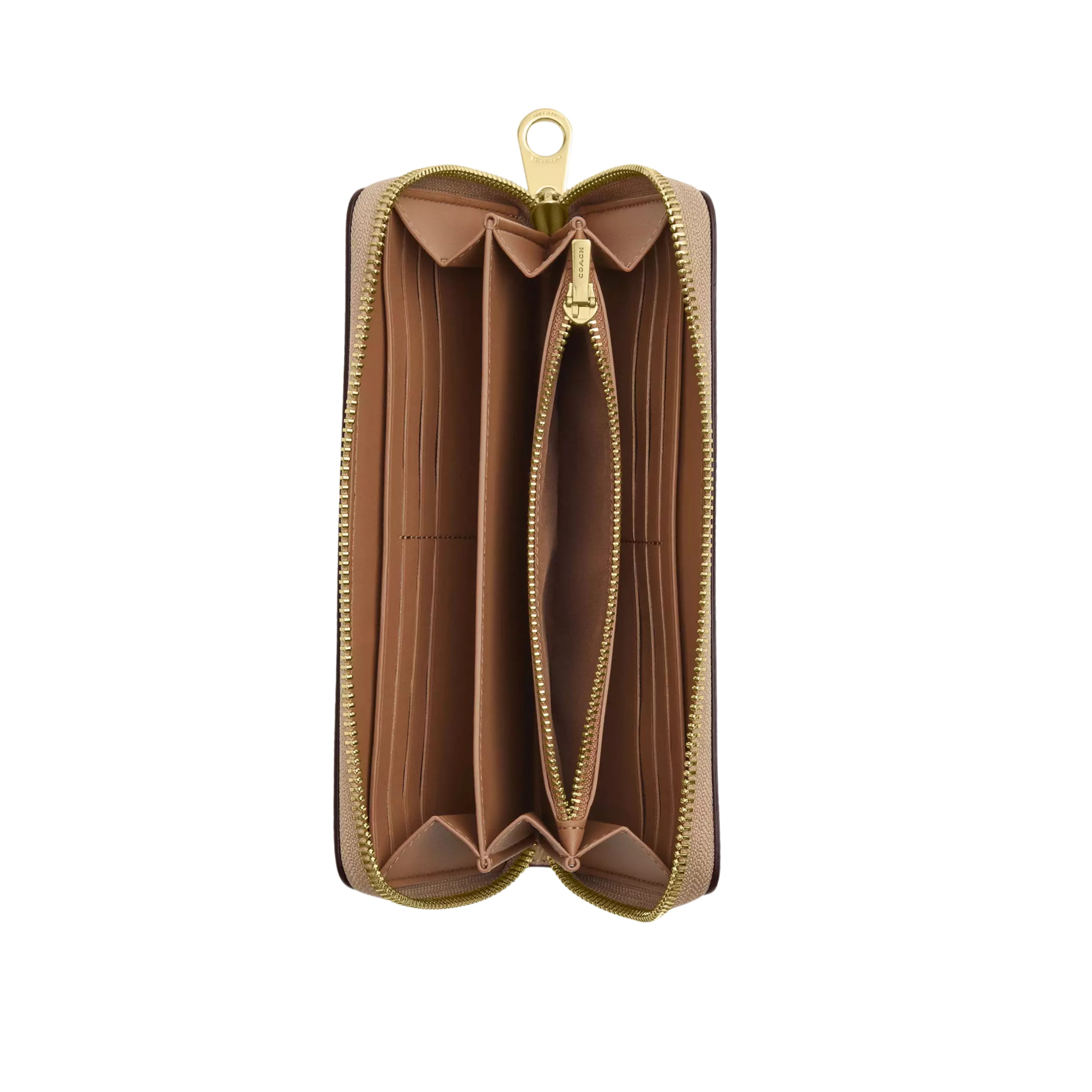 Coach Women Long Zip Around Wallet - Gold Sand Chalk