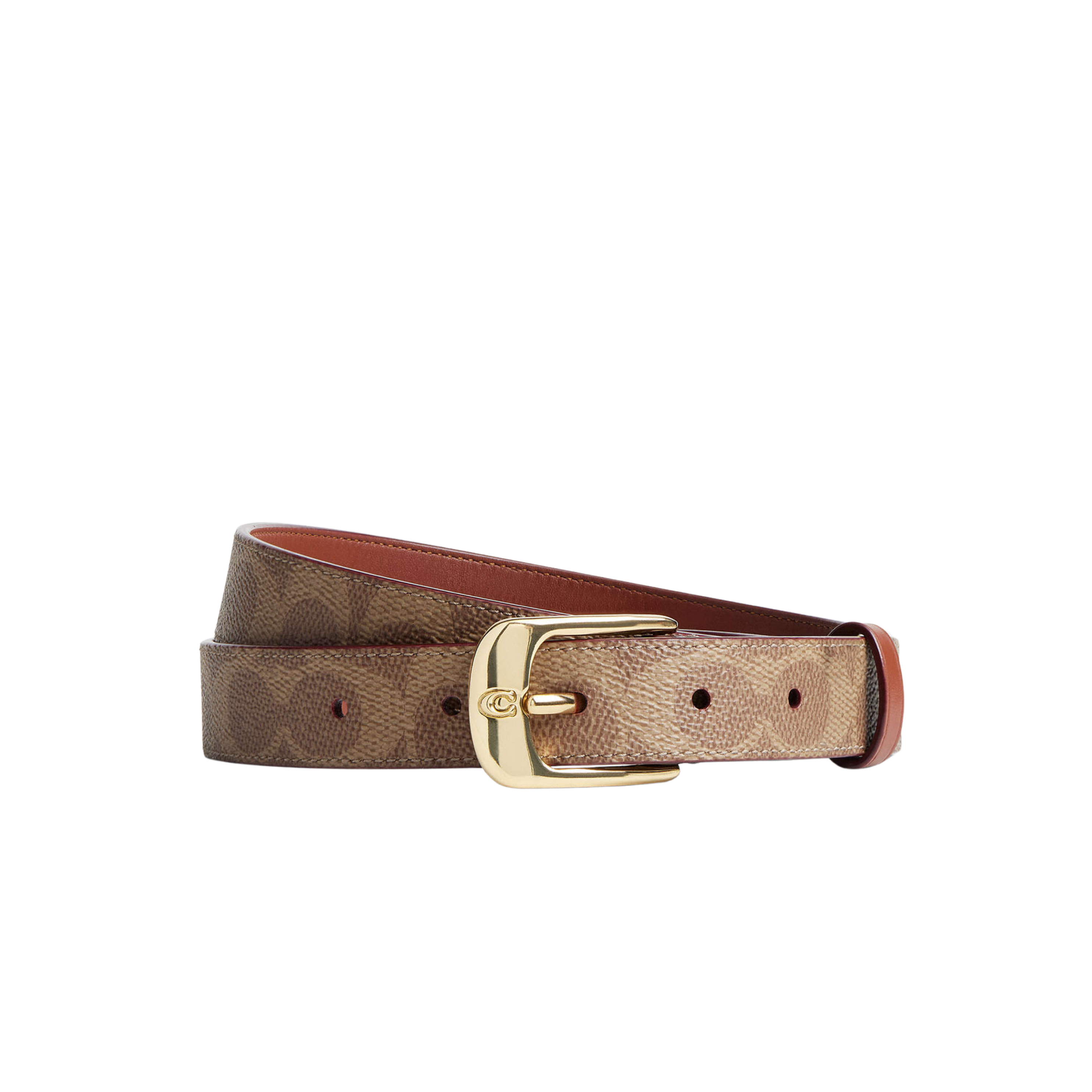 Coach Women C Harness Buckle Belt 25 Mm - Gold Tan Caramel