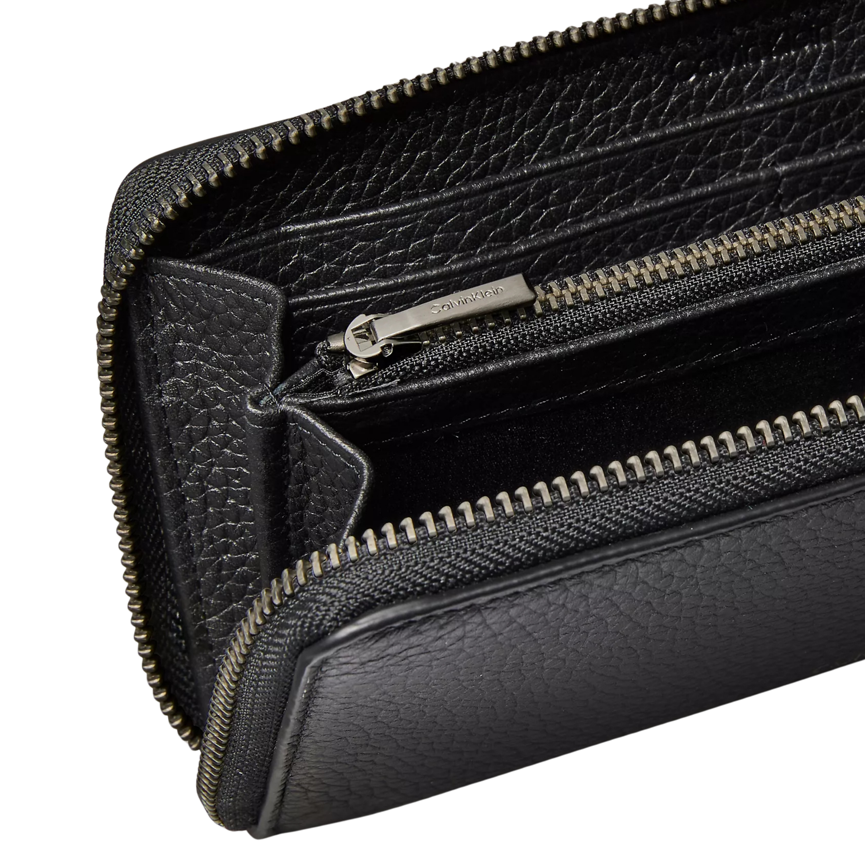 Calvin Klein Men Foil Embossed Logo Zip Wallet - Black