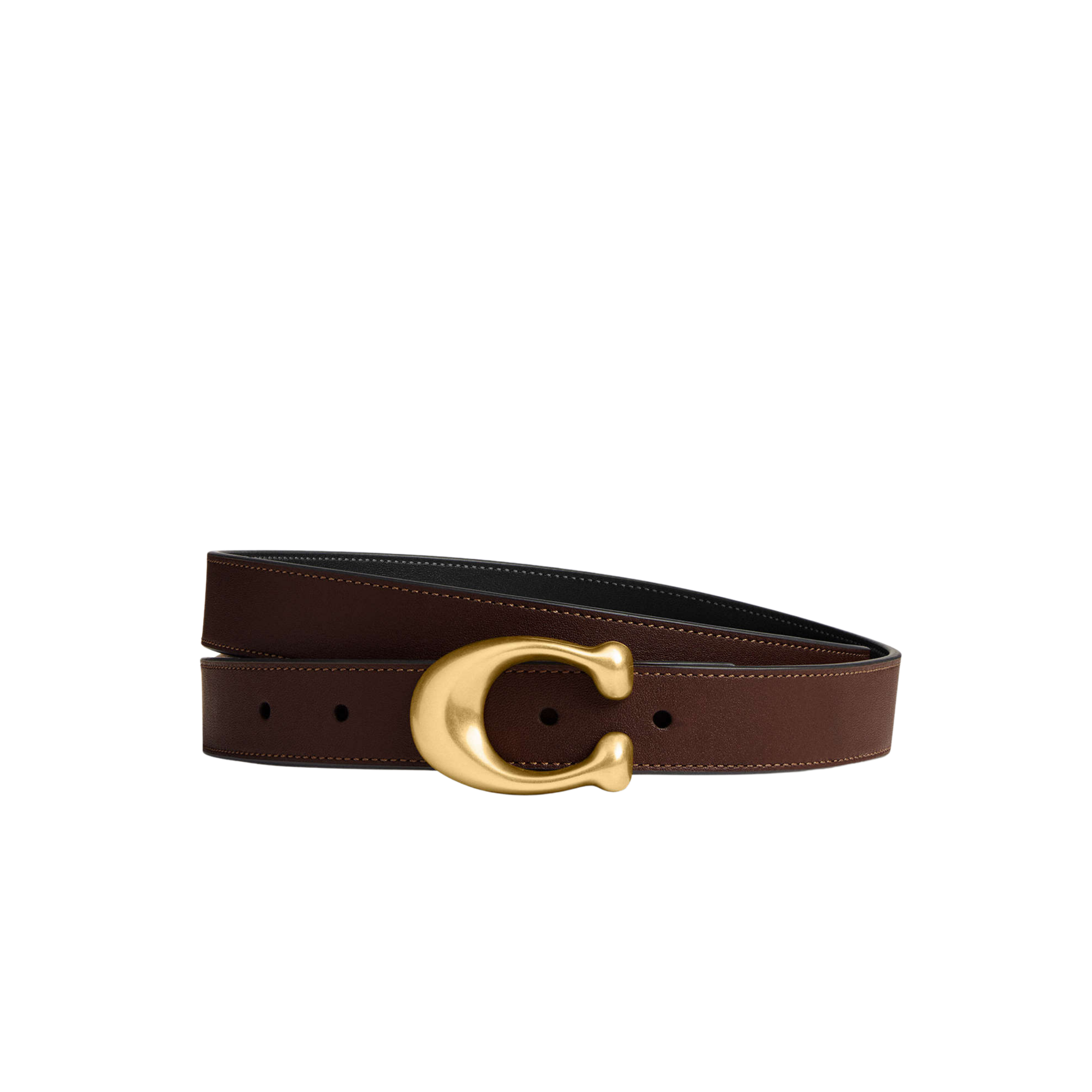 Coach Women Sculpted C Buckle Reversible Belt 25 Mm - Brass Maple Black