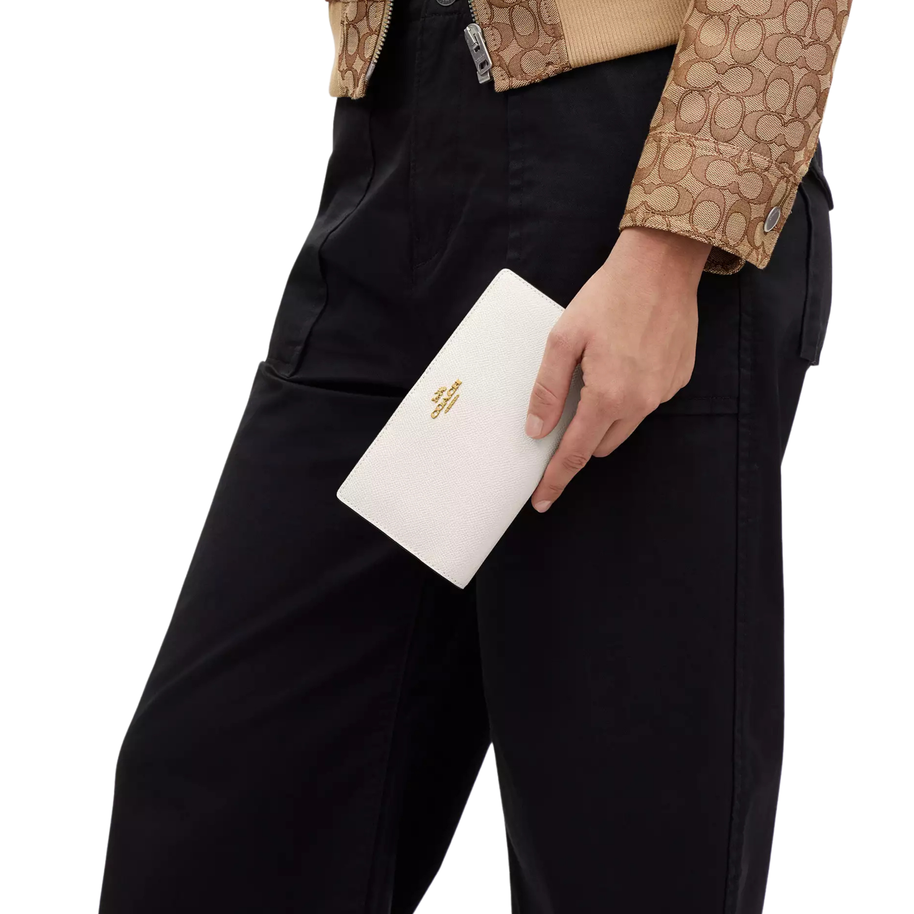 Coach Women Slim Zip Wallet - Gold Chalk
