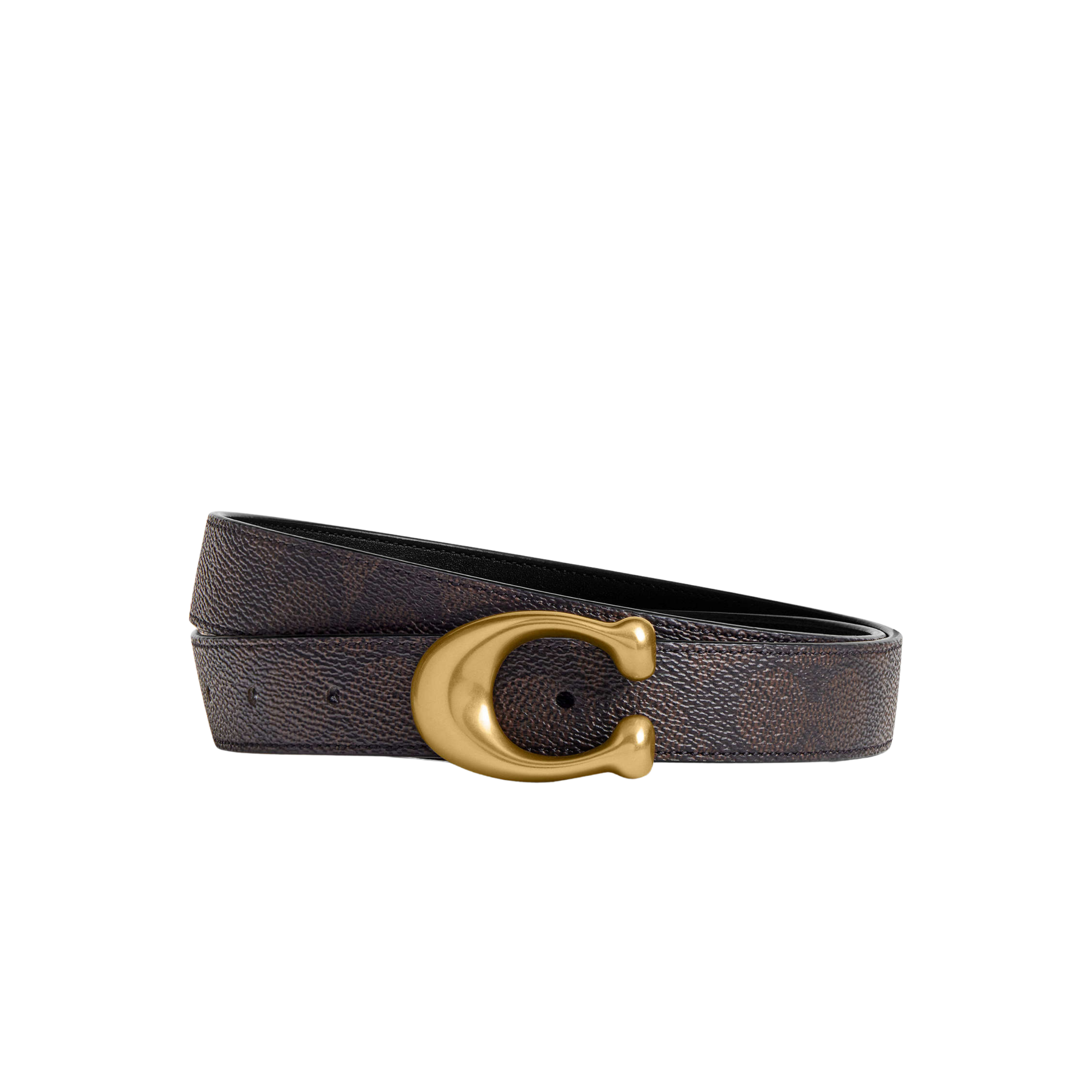 Coach Women Sculpted C Buckle Reversible Belt 25 Mm - Brass Walnut Black