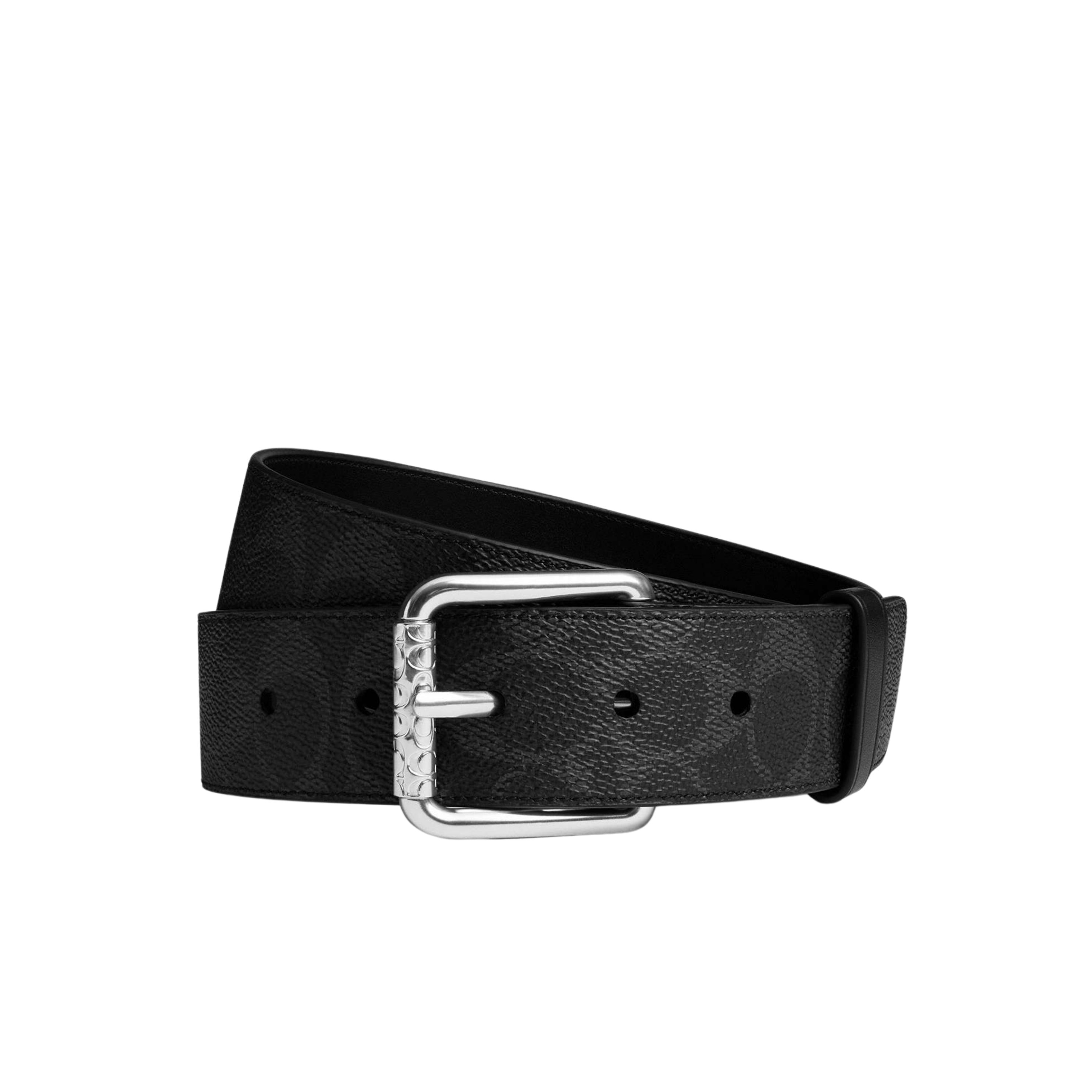 Coach Men Roller Buckle Belt 38 Mm - Black Signature