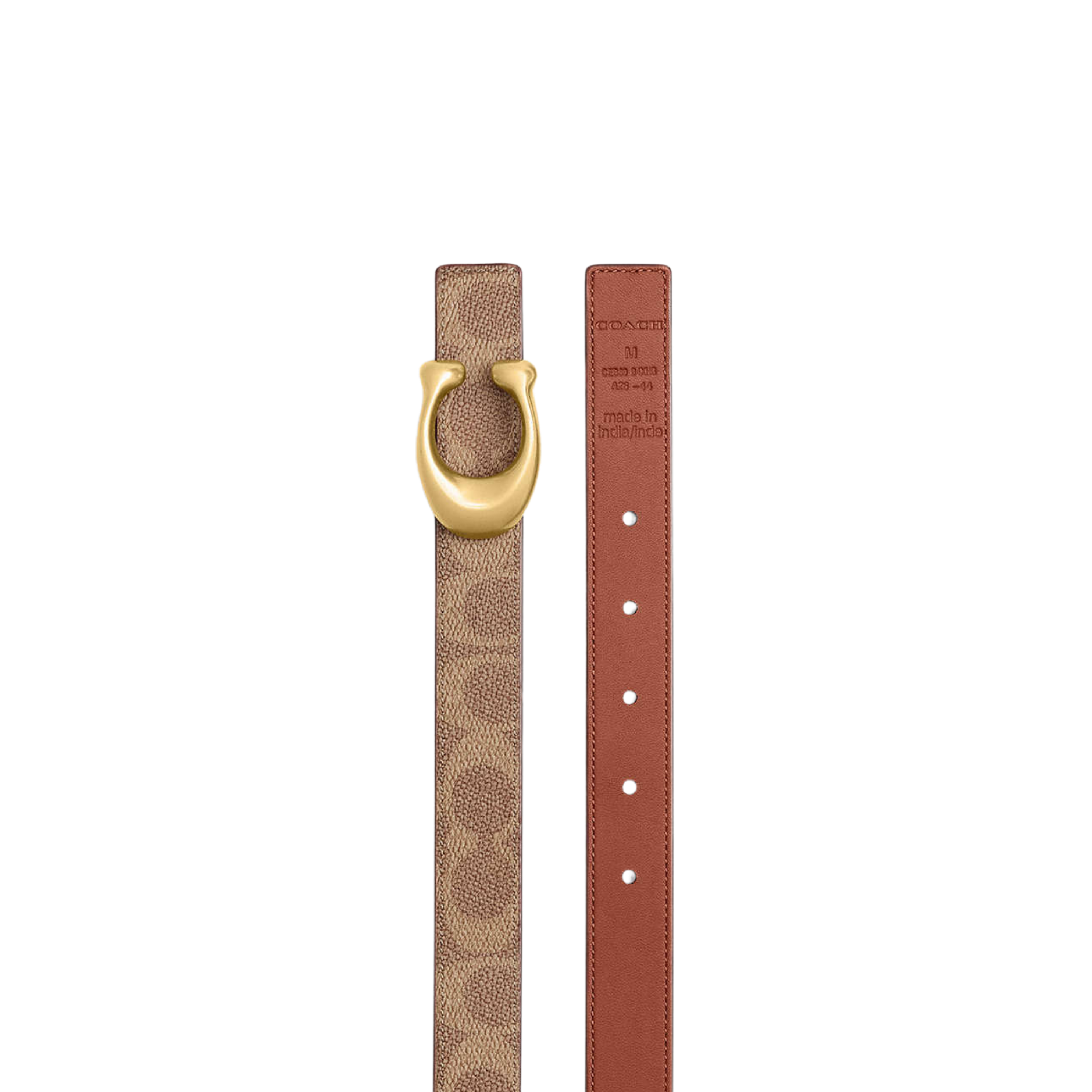 Coach Women Sculpted C Buckle Reversible Belt 25 Mm - Brass Tan Caramel