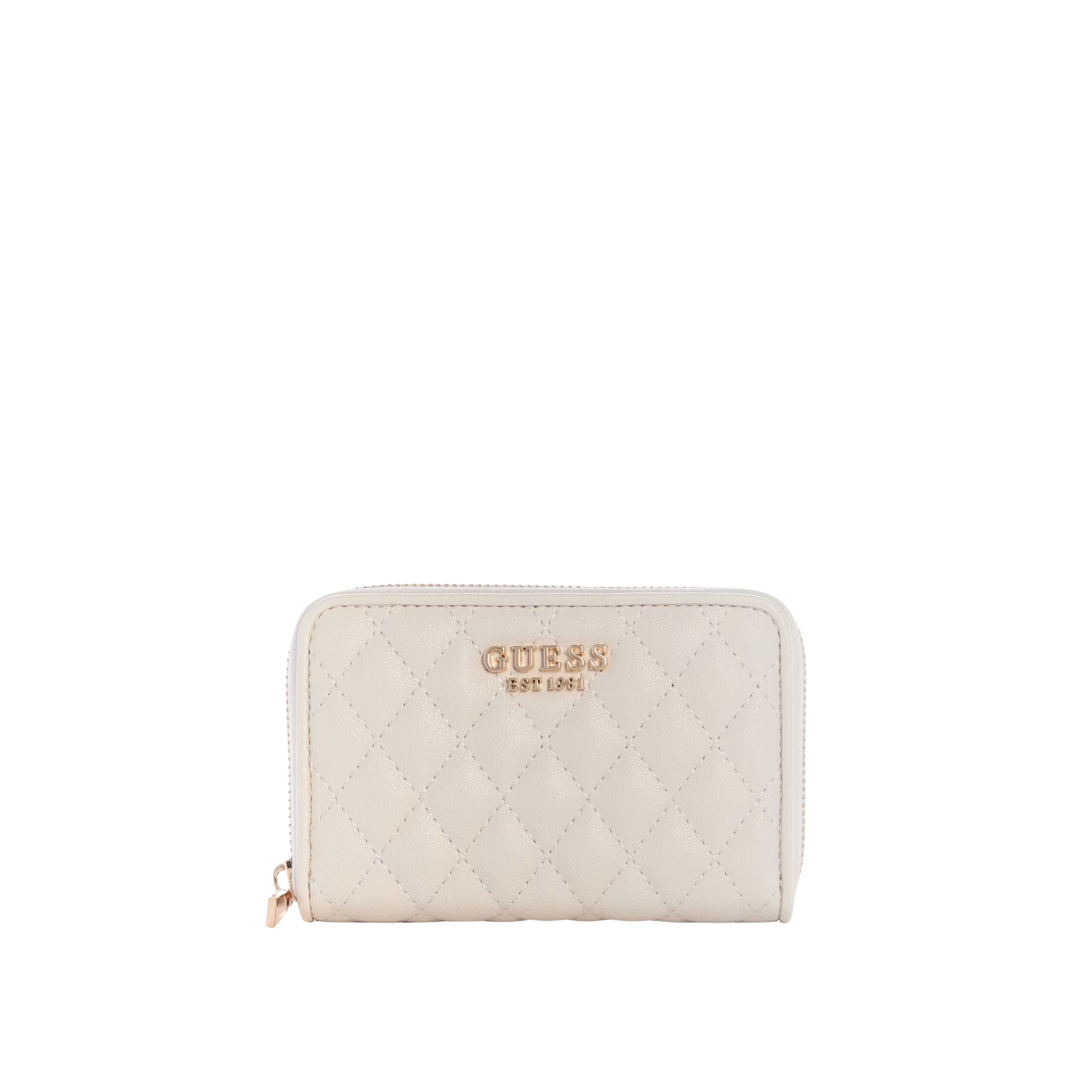 Guess Women Atabey Quilted Medium Zip Around Wallet - White