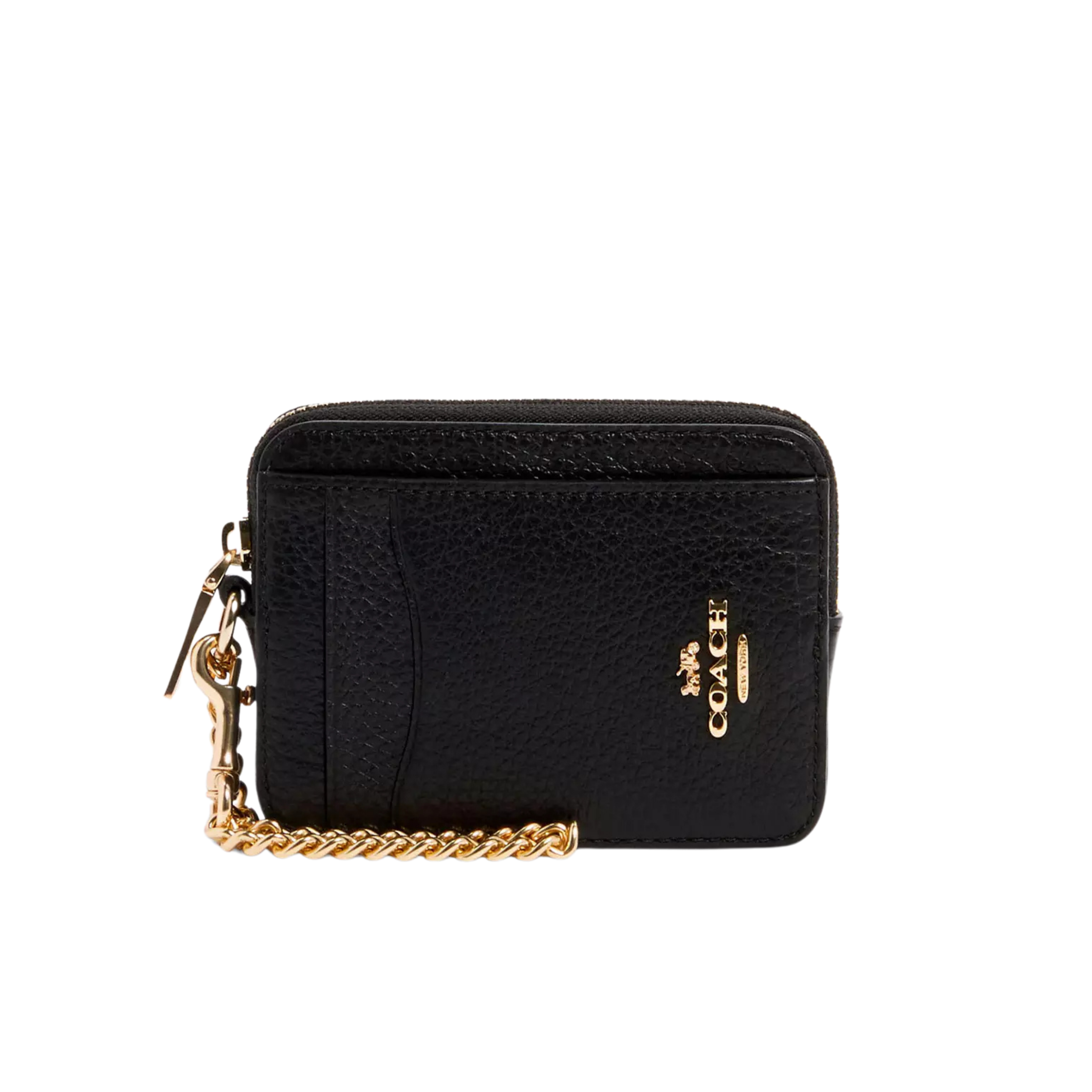 Coach Women Zip Card Case - Gold Black