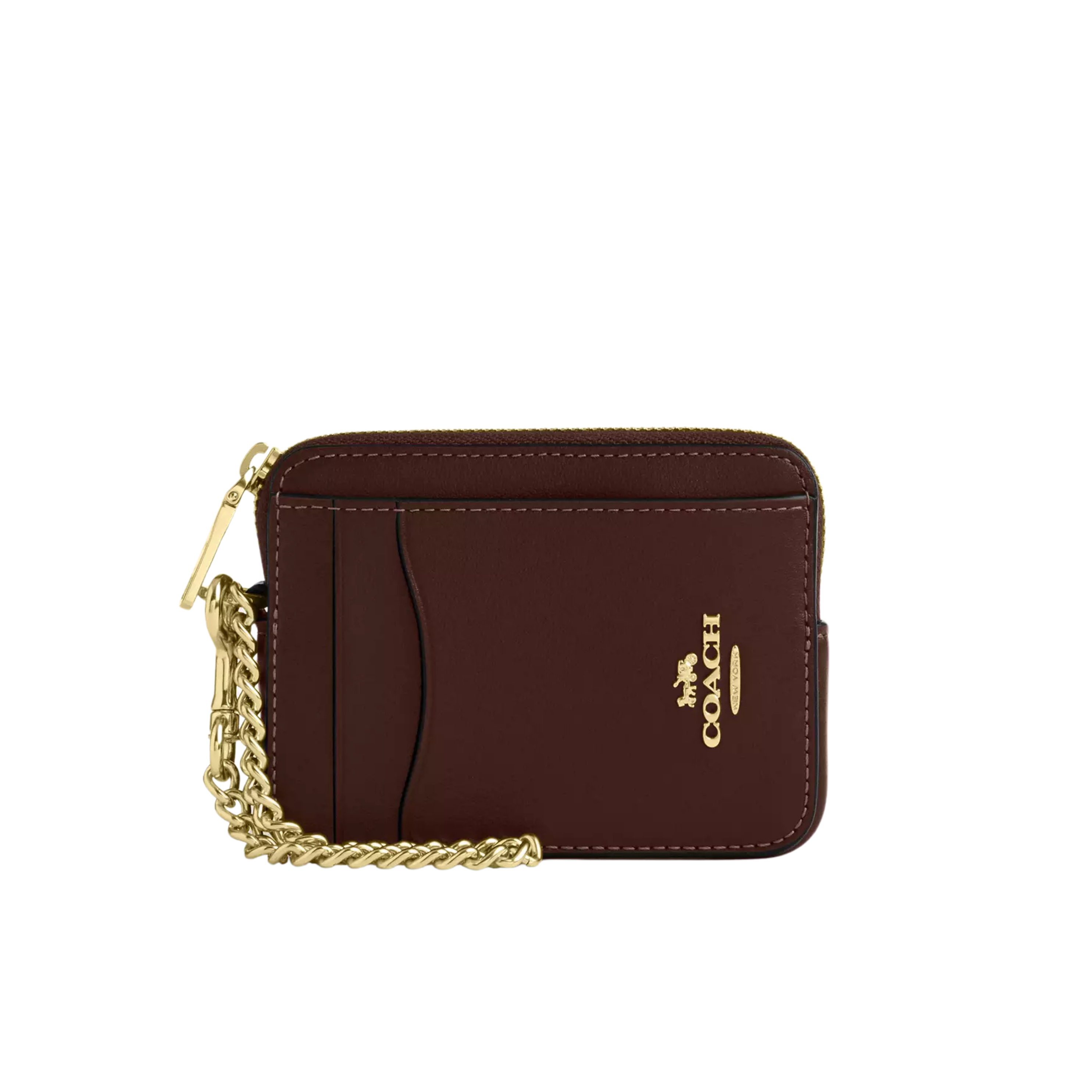 Coach Women Zip Card Case - Gold Maple