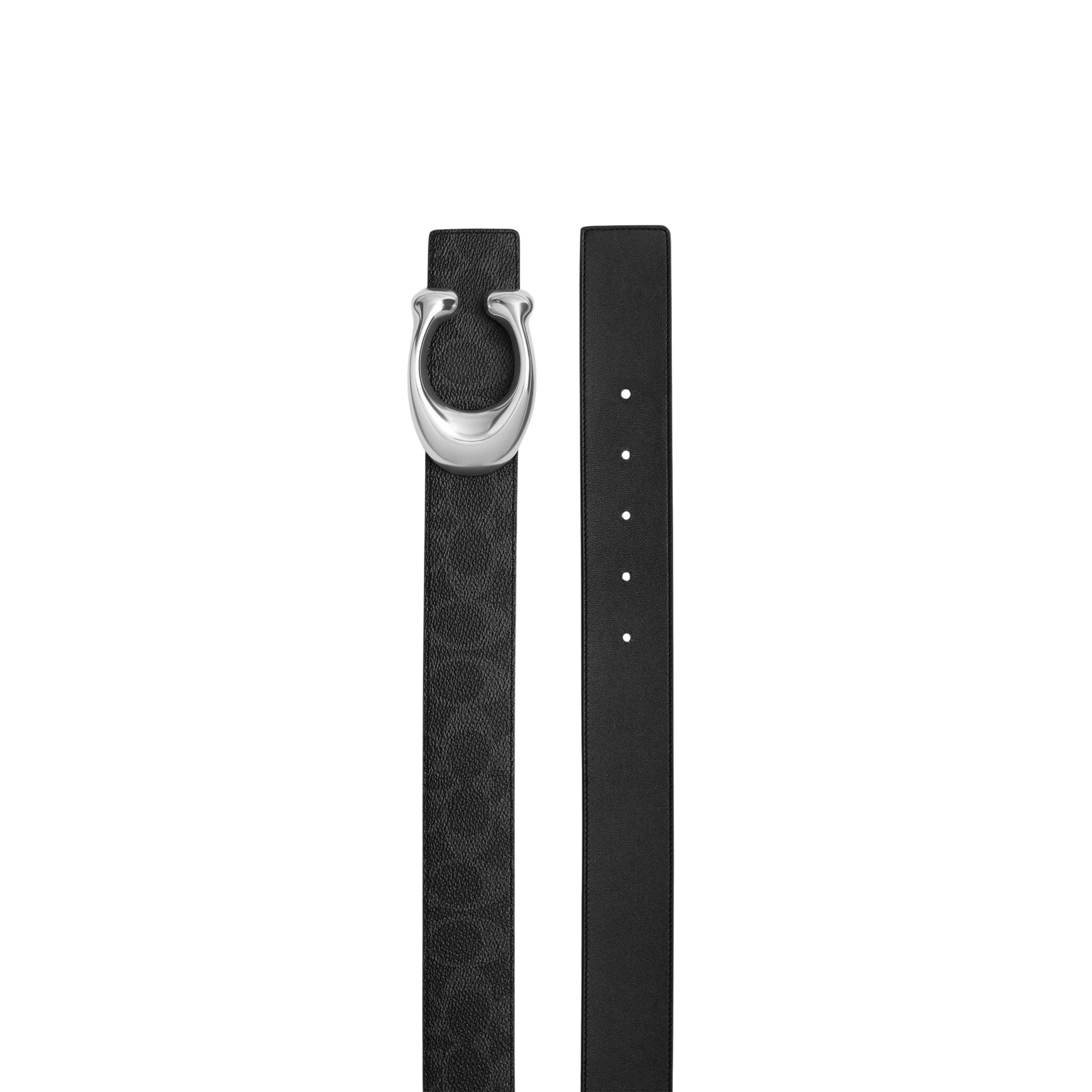 Coach Men Sculpted C Buckle Reversible Belt 38 Mm - Black Signature Black