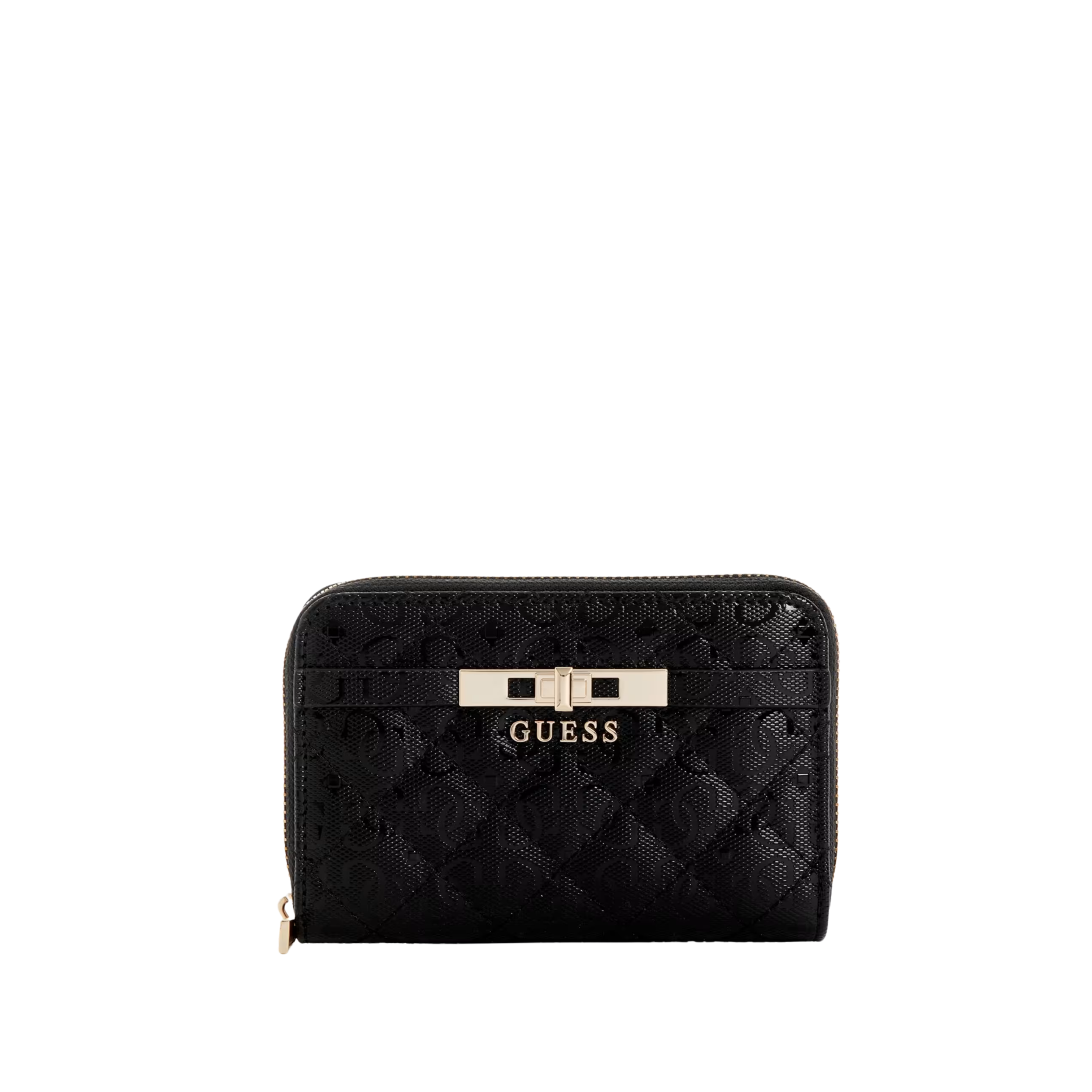 Guess Women Idra Shine Medium Zip Around Wallet - Black