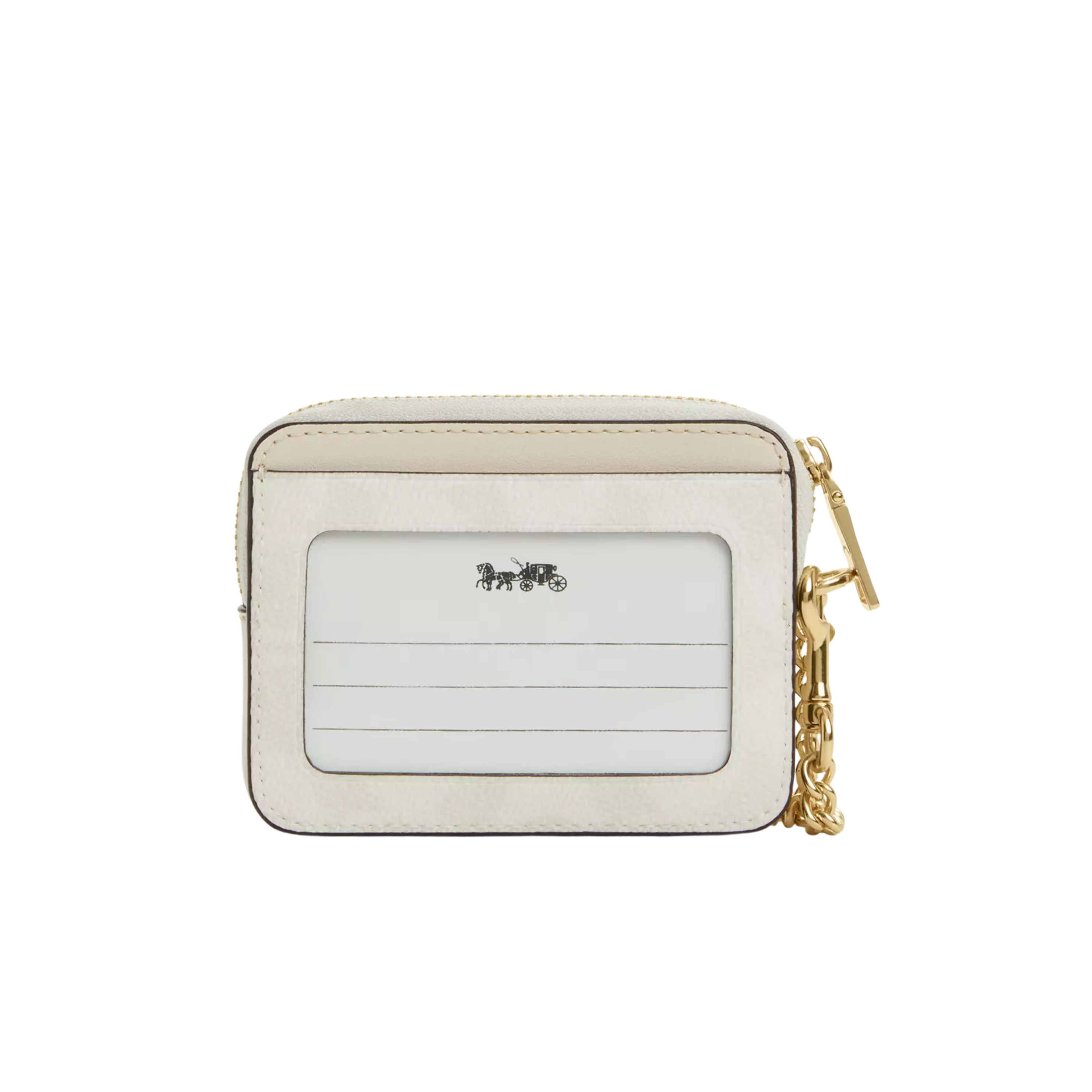 Coach Women Zip Card Case - Gold White Chalk