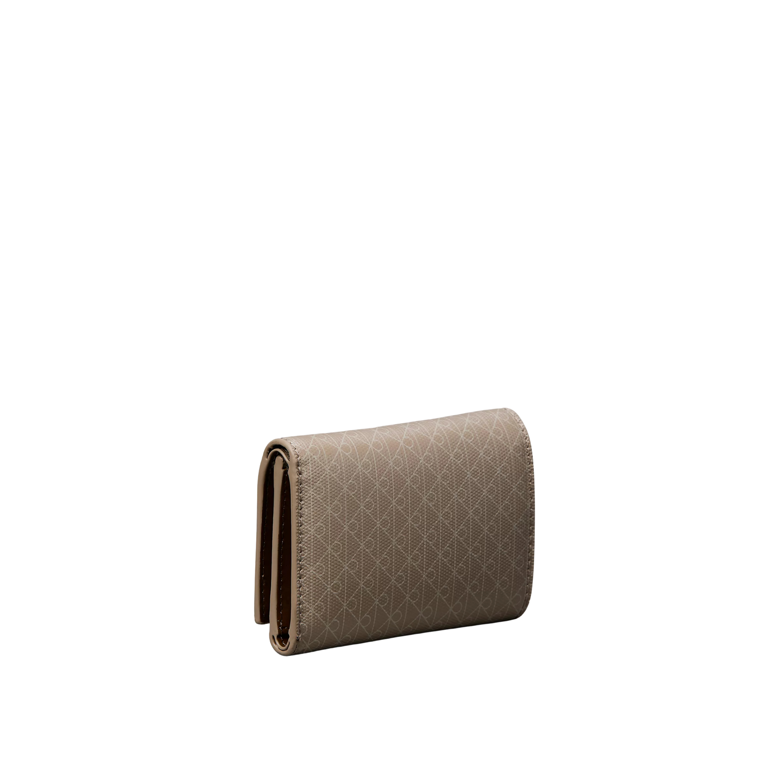 Calvin Klein Women Allover Emblem Logo Trifold Wallet - Desert Taupe Aop