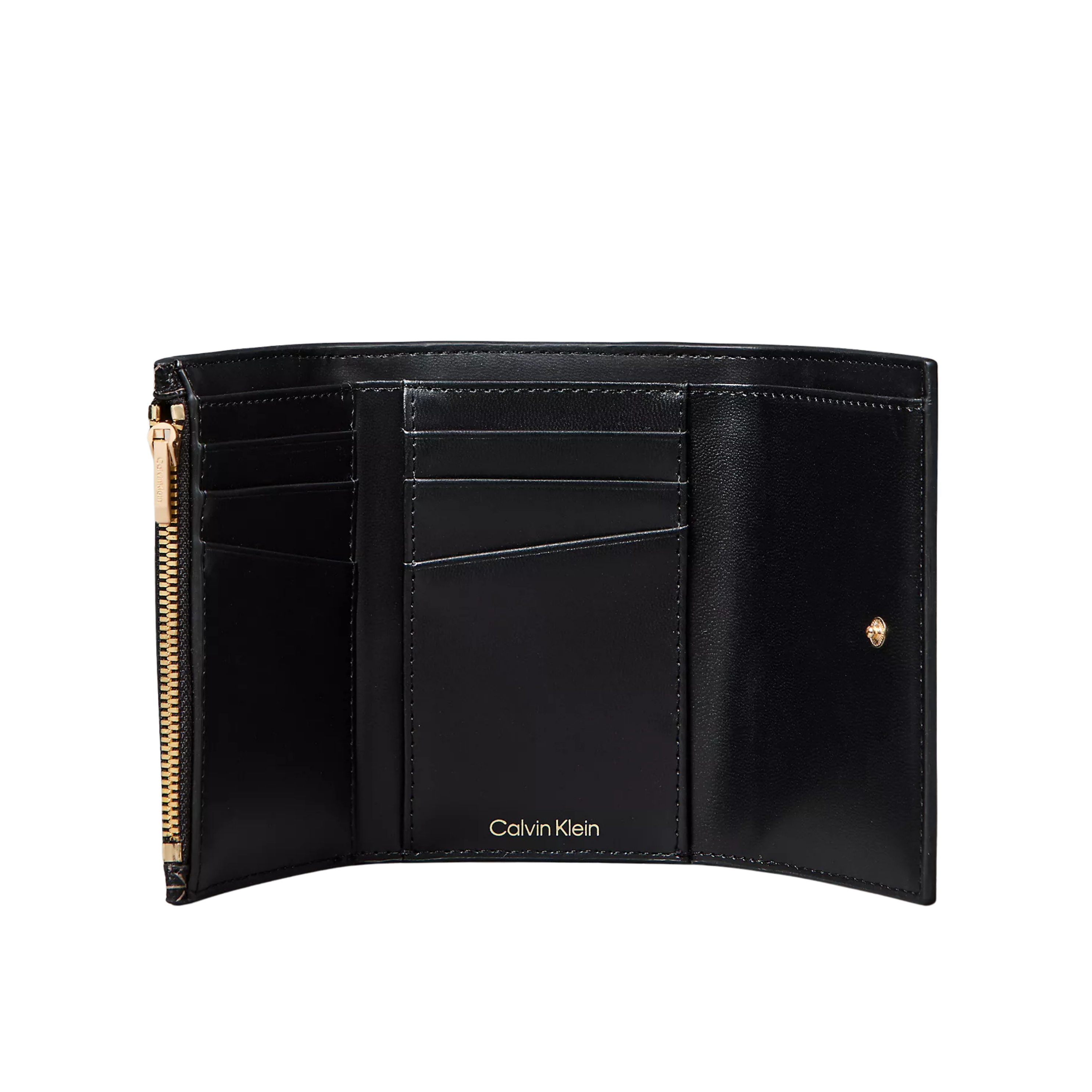 Calvin Klein Women Allover Emblem Logo Trifold Wallet - Black Aop