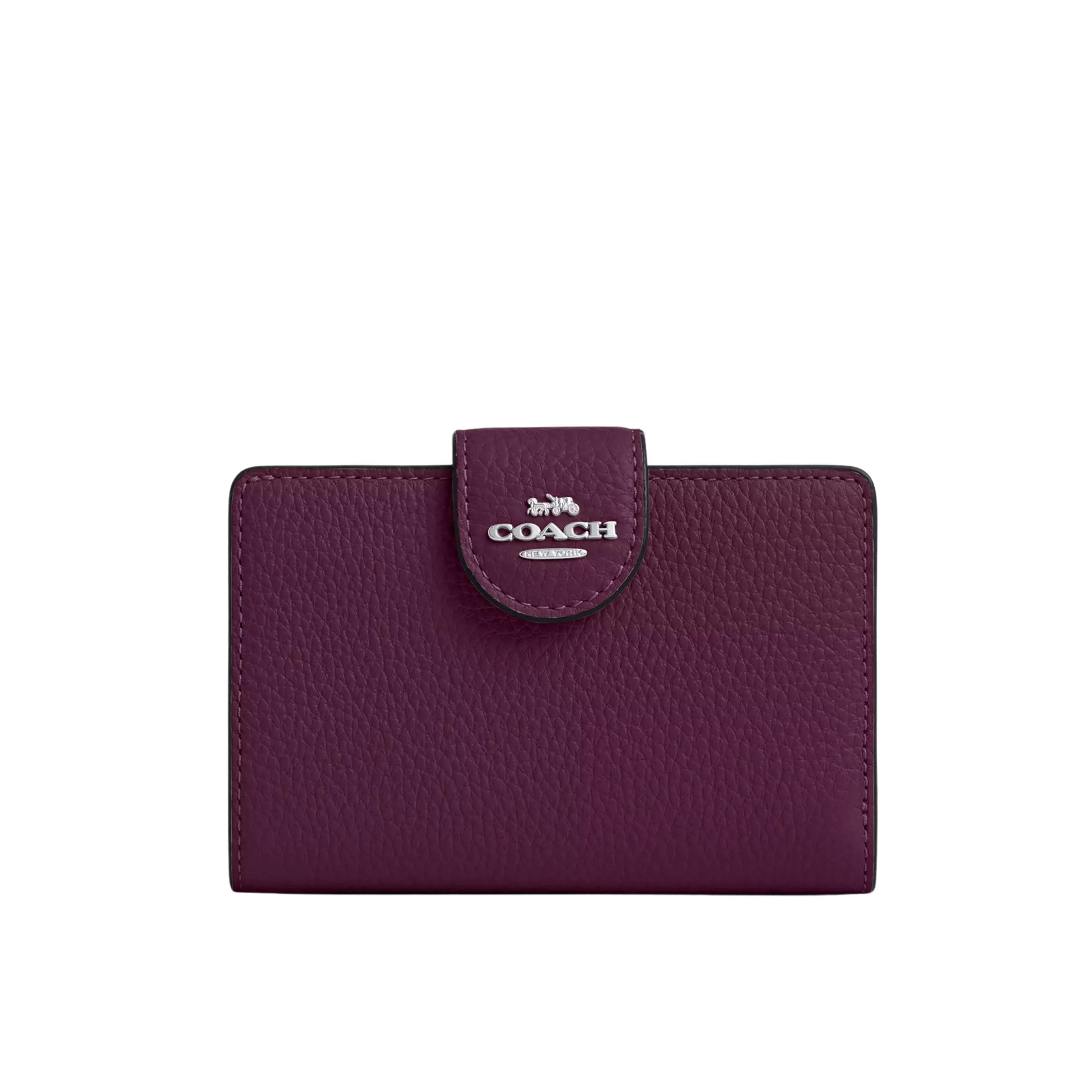Coach Women Medium Corner Zip Wallet - Silver Wine