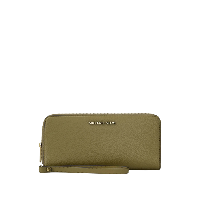 Michael Kors Women Jet Set Travel Large Pebbled Leather Wristlet - Oregano