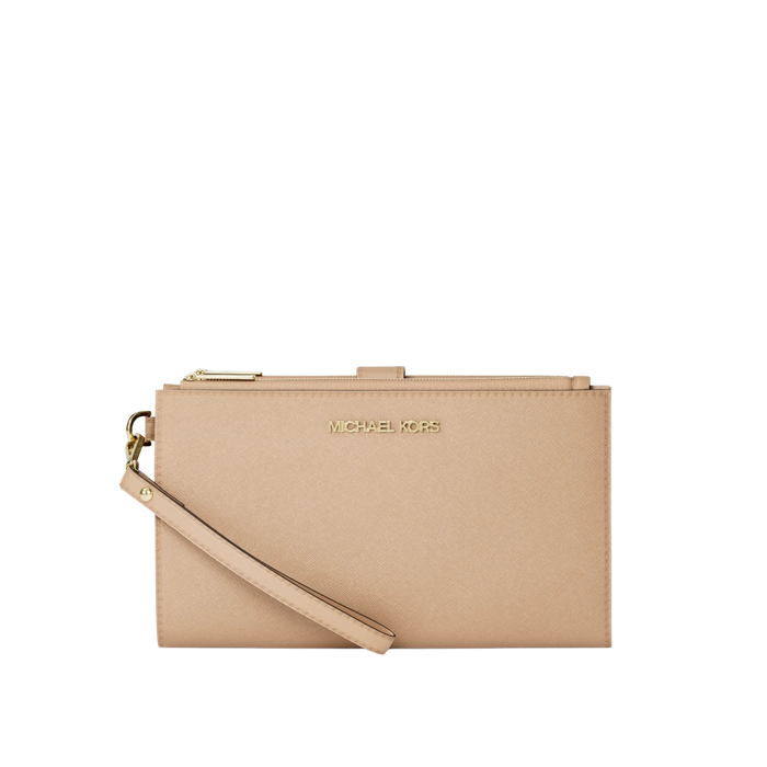 Michael Kors Women Jet Set Large Leather Smartphone Wristlet Wallet - Camel