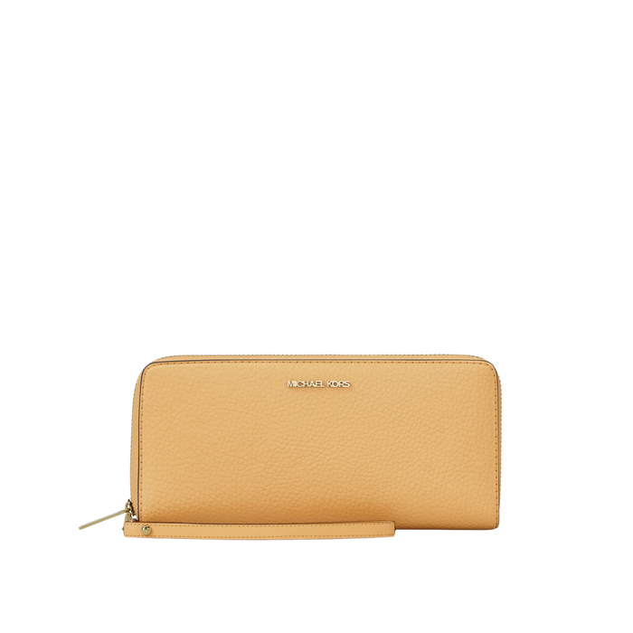 Michael Kors Women Jet Set Travel Large Pebbled Leather Wristlet - Honeywheat
