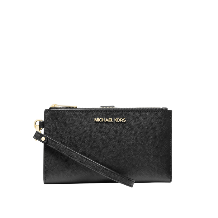 Michael Kors Women Jet Set Large Leather Smartphone Wristlet Wallet - Black