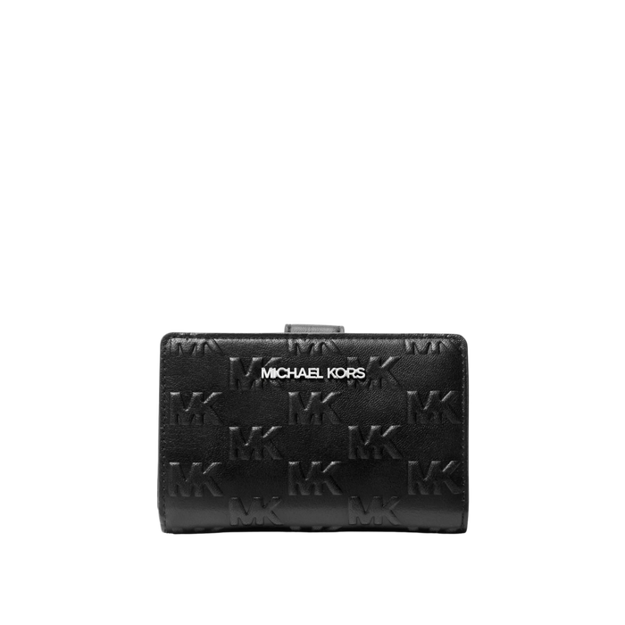 Michael Kors Women Jet Set Travel Medium Logo Embossed Wallet - Black