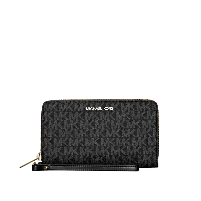 Michael Kors Women Jet Set Large Signature Logo Smartphone Wallet - Black