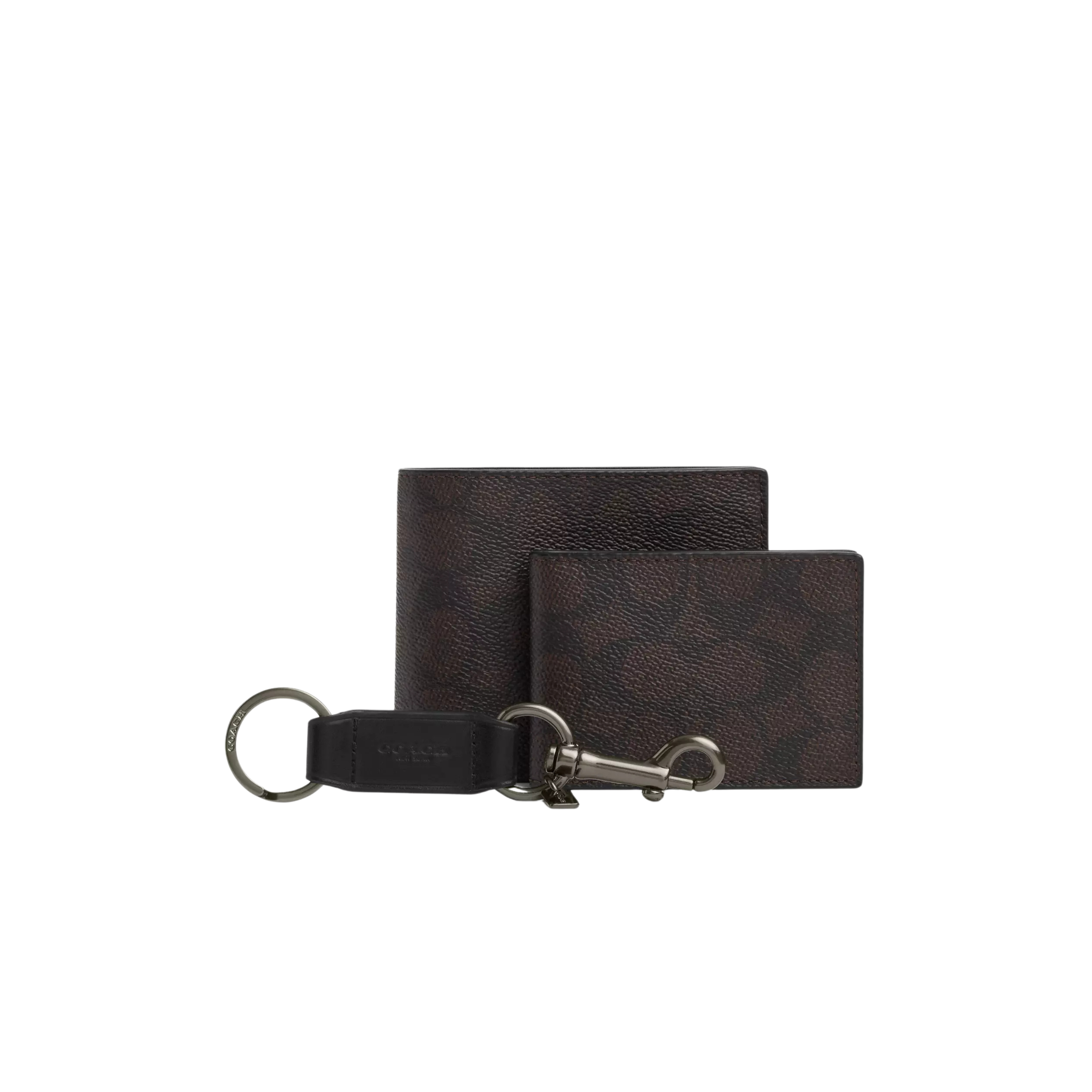 Coach Men Boxed 3-In-1 Wallet Gift Set - Walnut Black