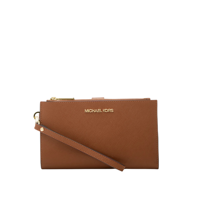 Michael Kors Women Jet Set Large Leather Smartphone Wristlet Wallet - Luggage