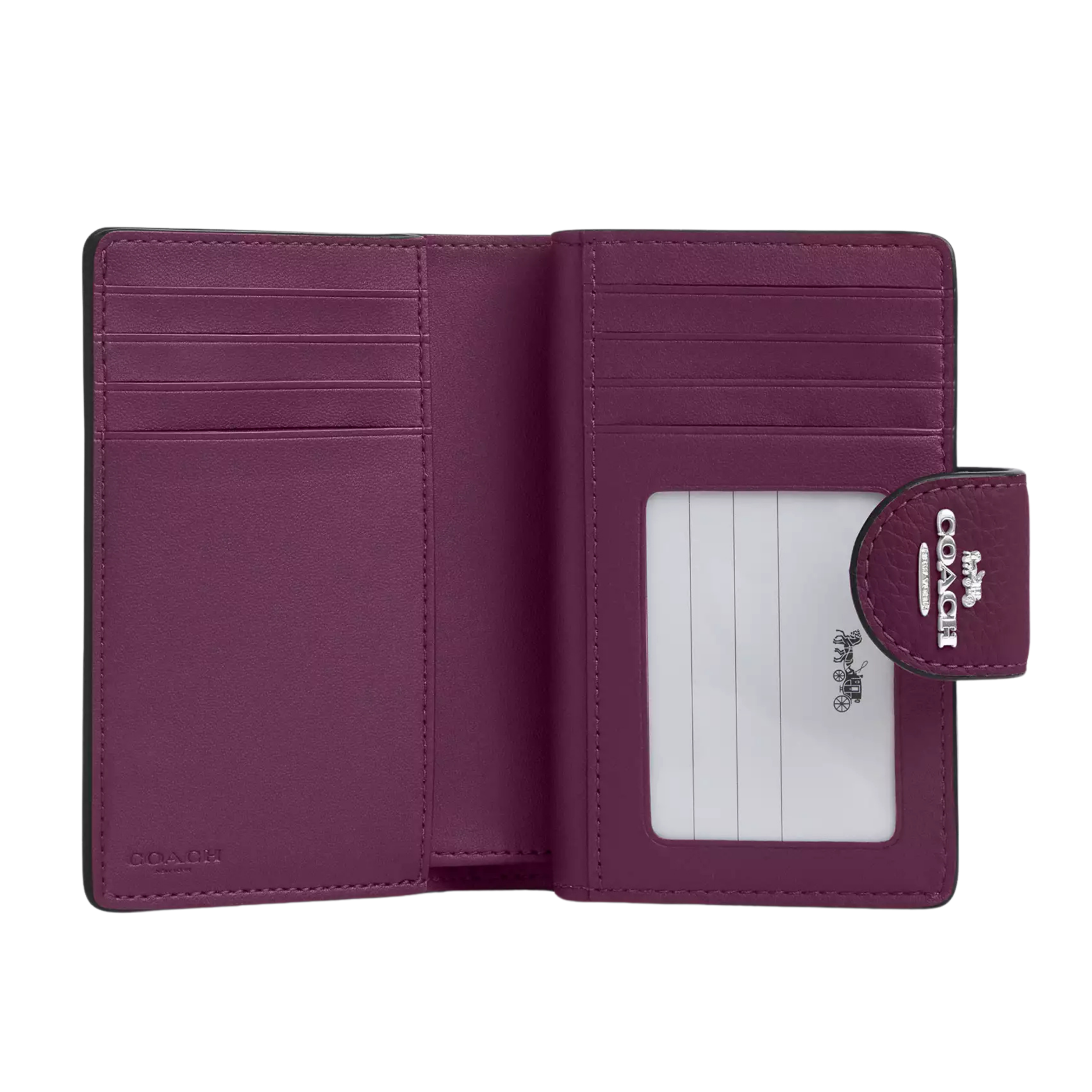 Coach Women Medium Corner Zip Wallet - Silver Wine