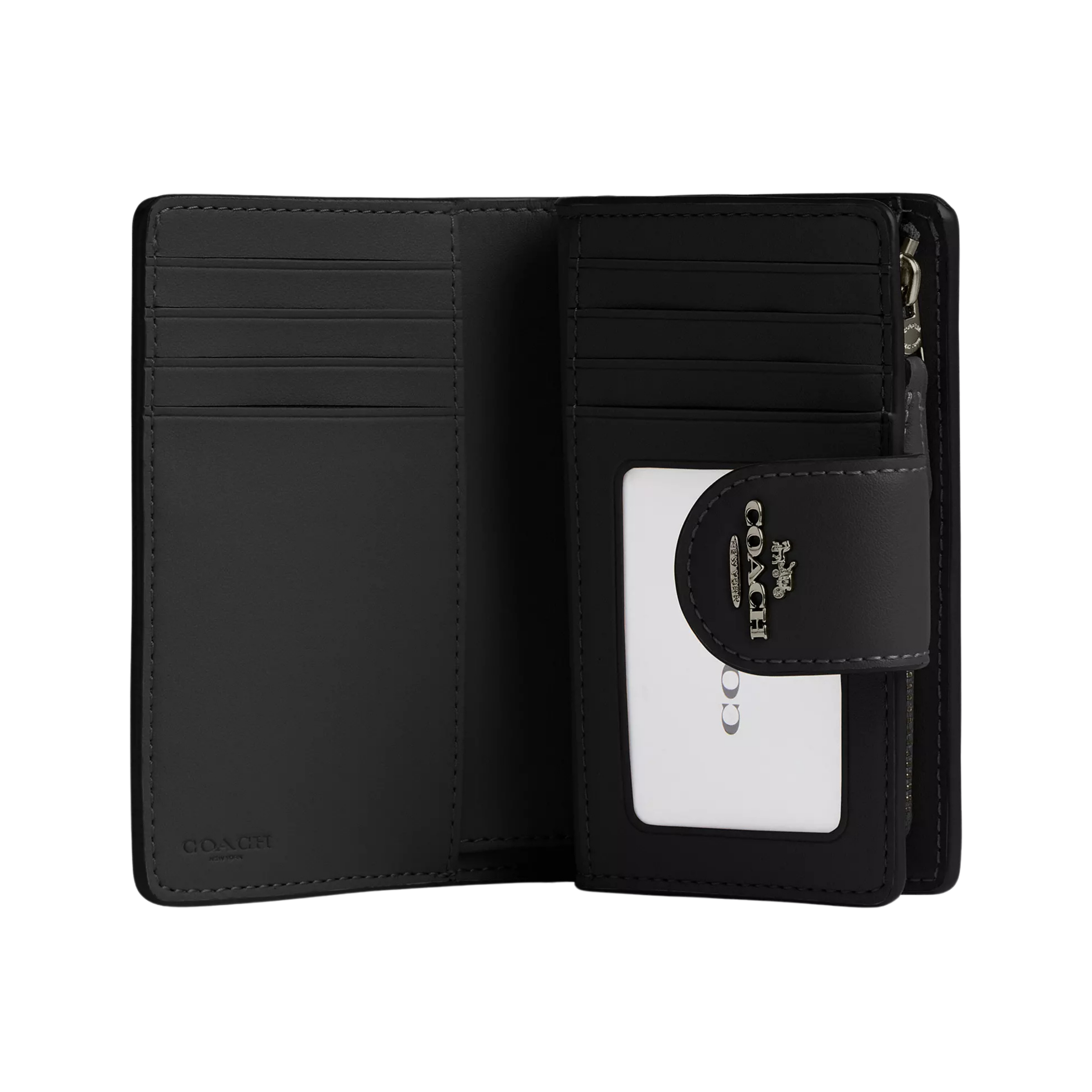 Coach Women Medium Corner Zip Wallet - Gunmetal Charcoal Black