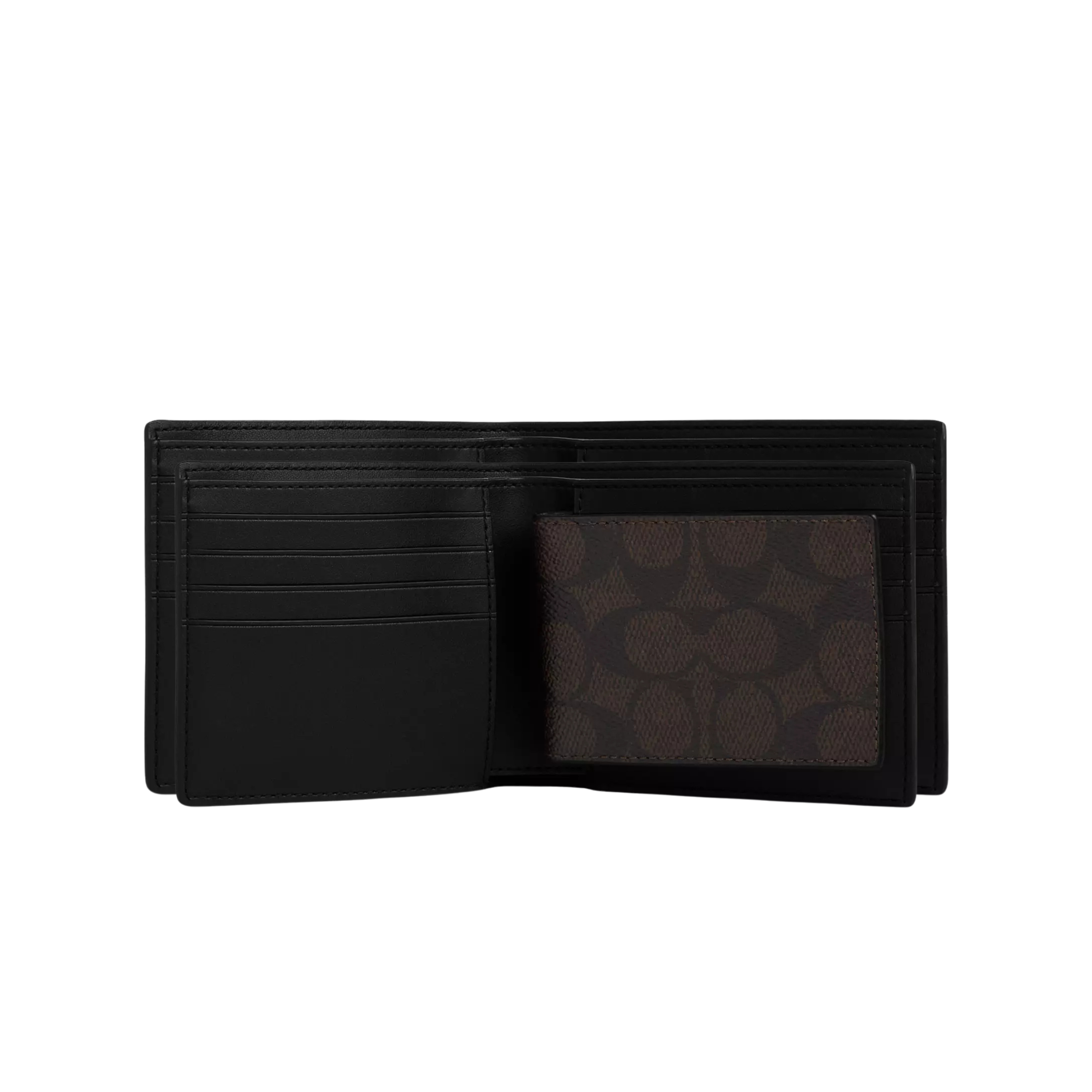 Coach Men Boxed 3-In-1 Wallet Gift Set - Walnut Black
